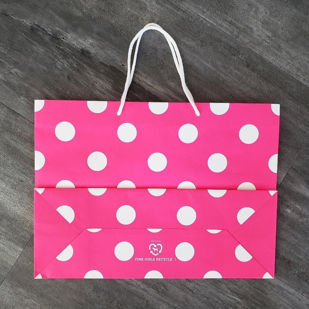 Designer Pink White Polka Dot VS Storage L Tote Size ONE SIZE - 2 Thumbnail