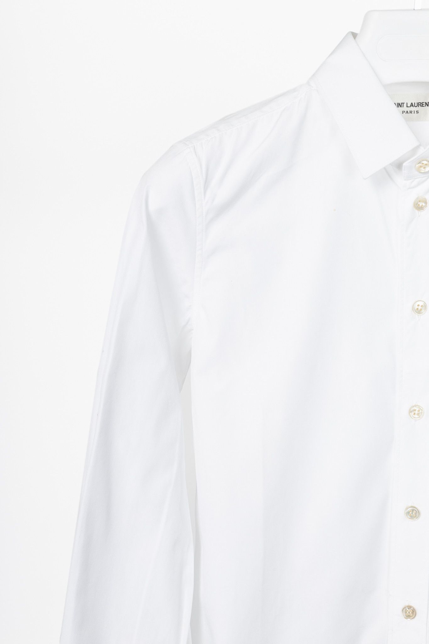 Saint Laurent Paris Saint Laurent White Cotton-Poplin Buttoned Shirt Size S / US 4 / IT 40 - 5 Thumbnail