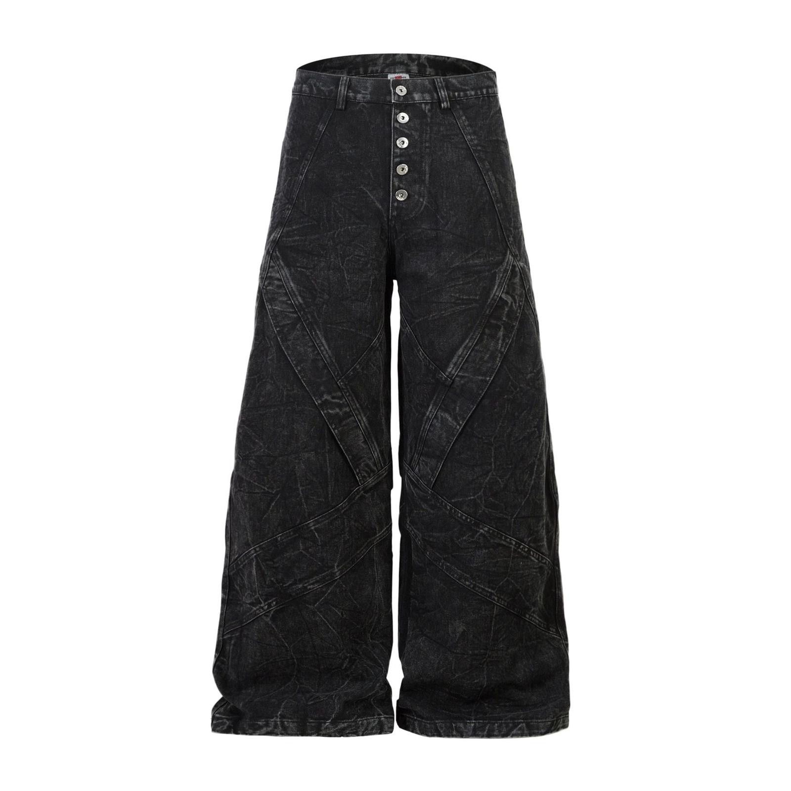 Japanese Brand Black Washed Wide-Leg Denim Jeans Size US 30 / EU 46 - 1 Thumbnail