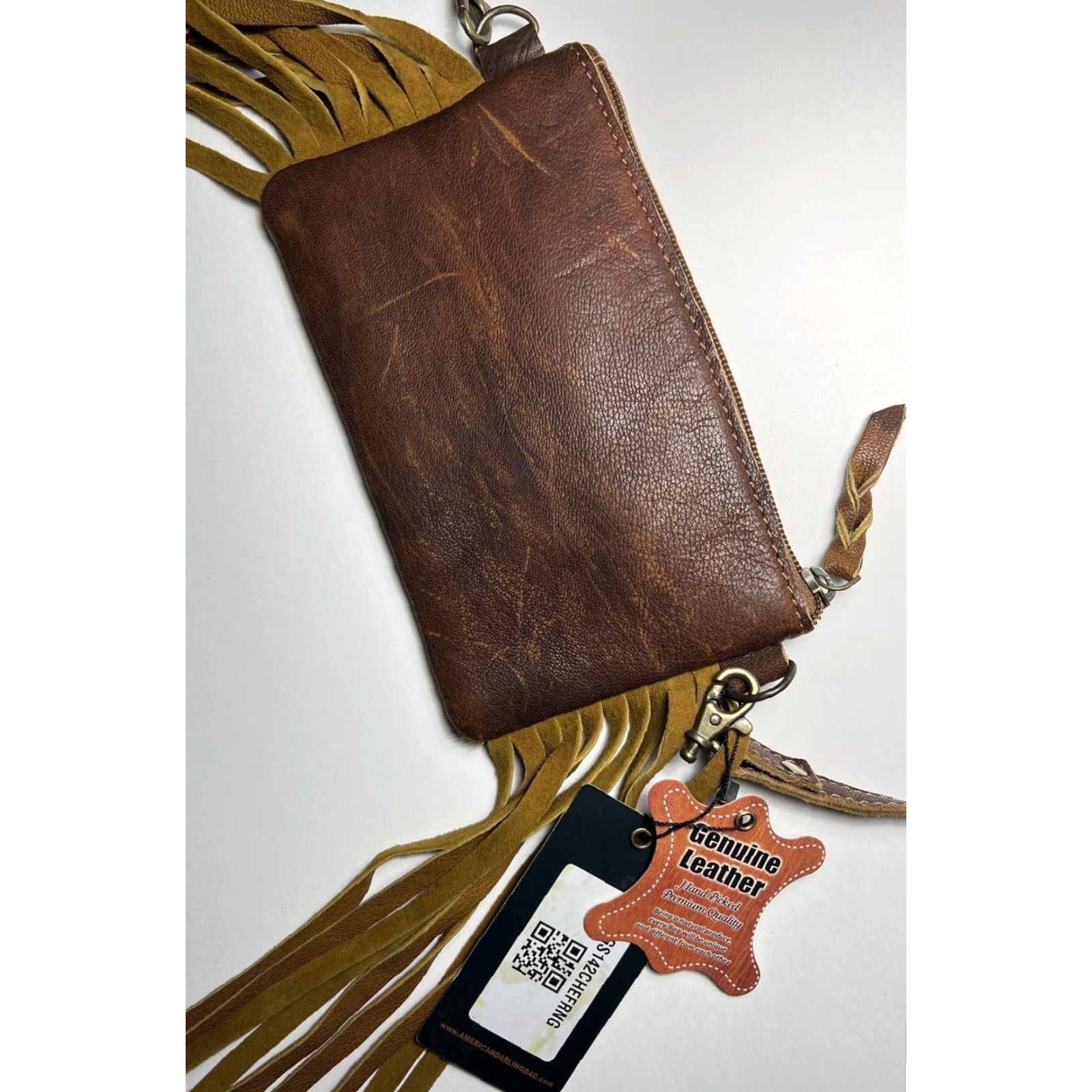 Vintage NWT American Darling Leopard Cowhide w/Fringe Bag Crossbody Purse Size ONE SIZE - 5 Thumbnail