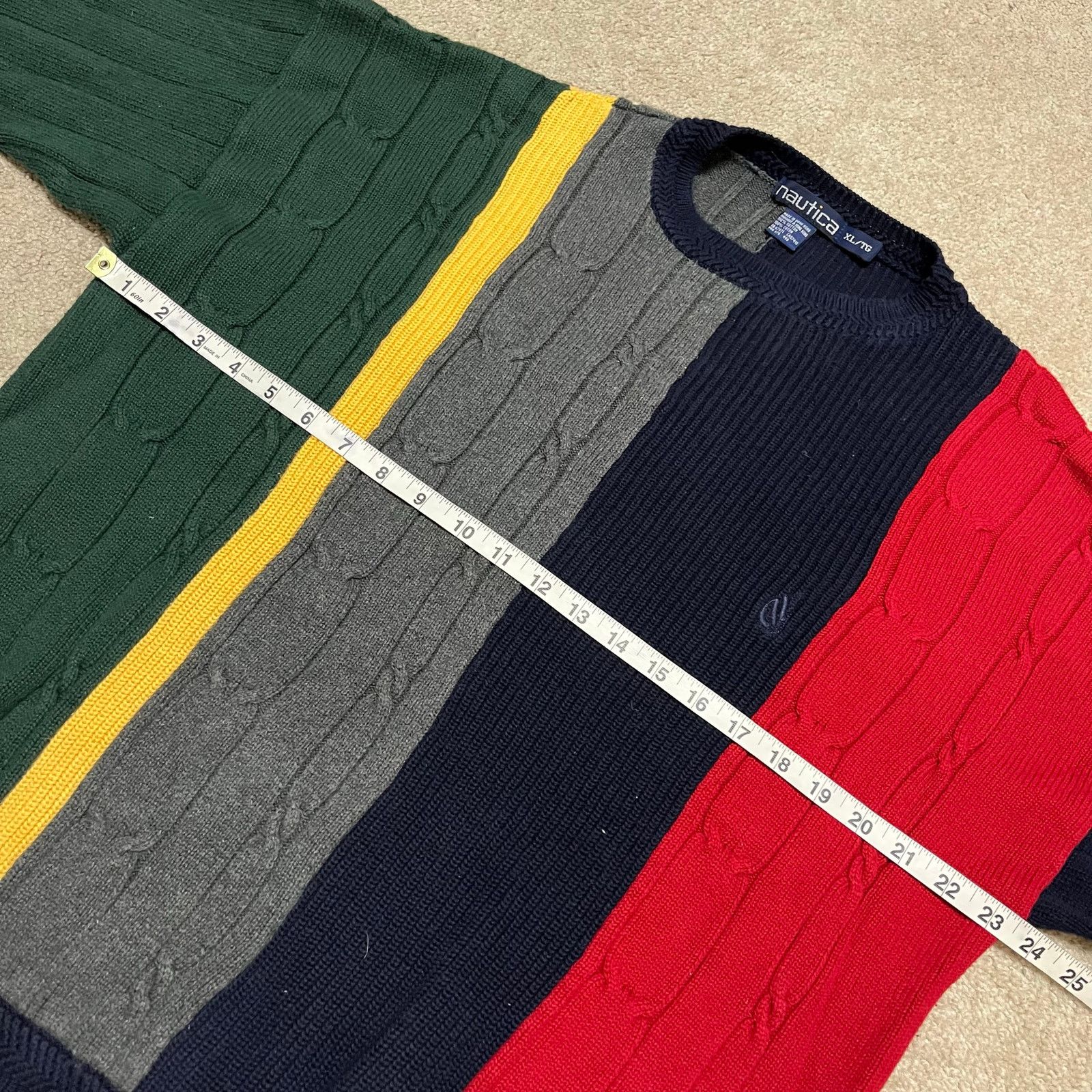 Nautica Vintage Nautica Navy/Red/Green/Yellow/Grey Cable Sweater XL Size US XL / EU 56 / 4 - 5 Thumbnail