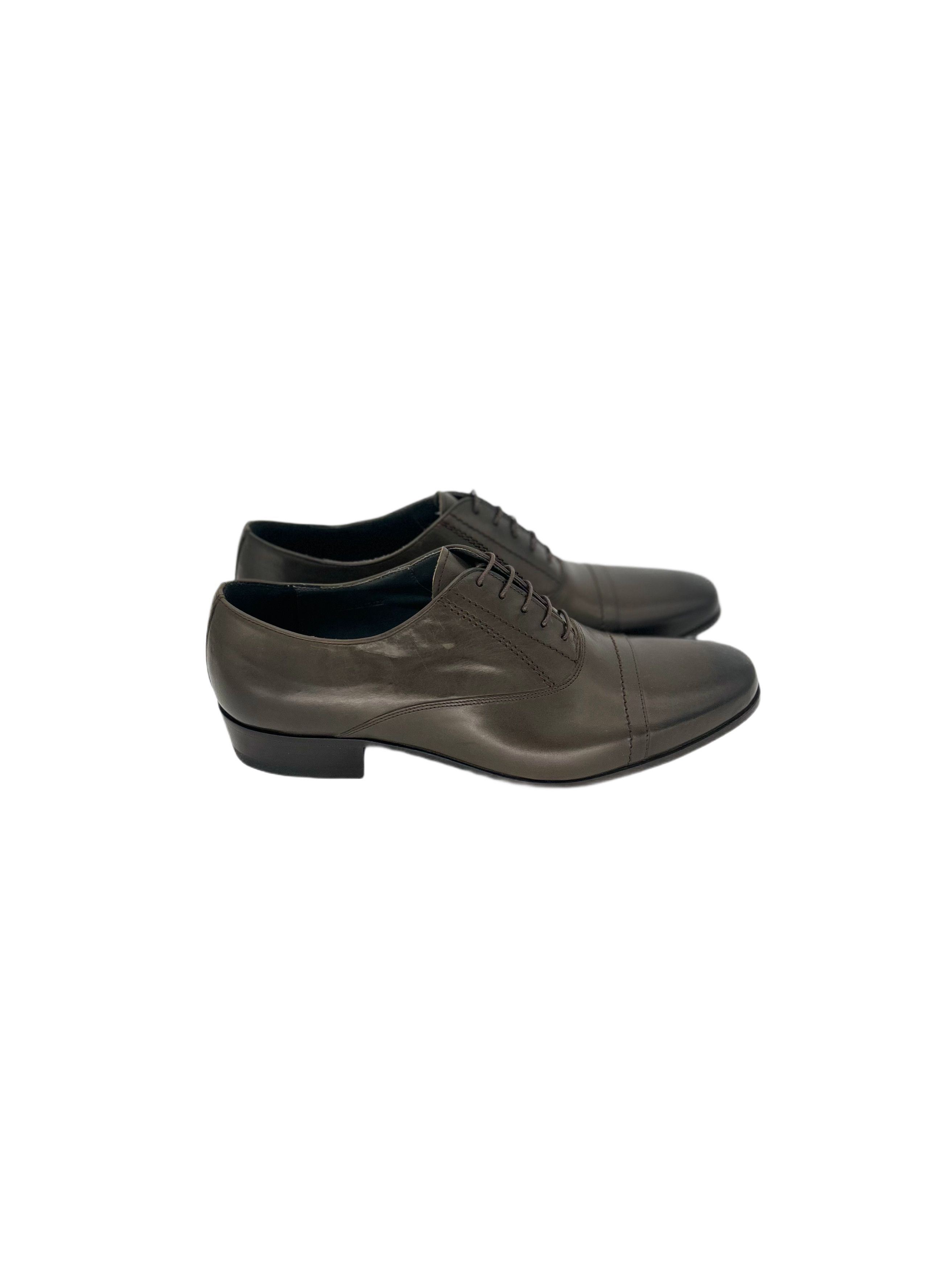 Lanvin Lanvin Khaki Burnished Leather Oxford Shoes Size US 7 / EU 40 - 2 Thumbnail