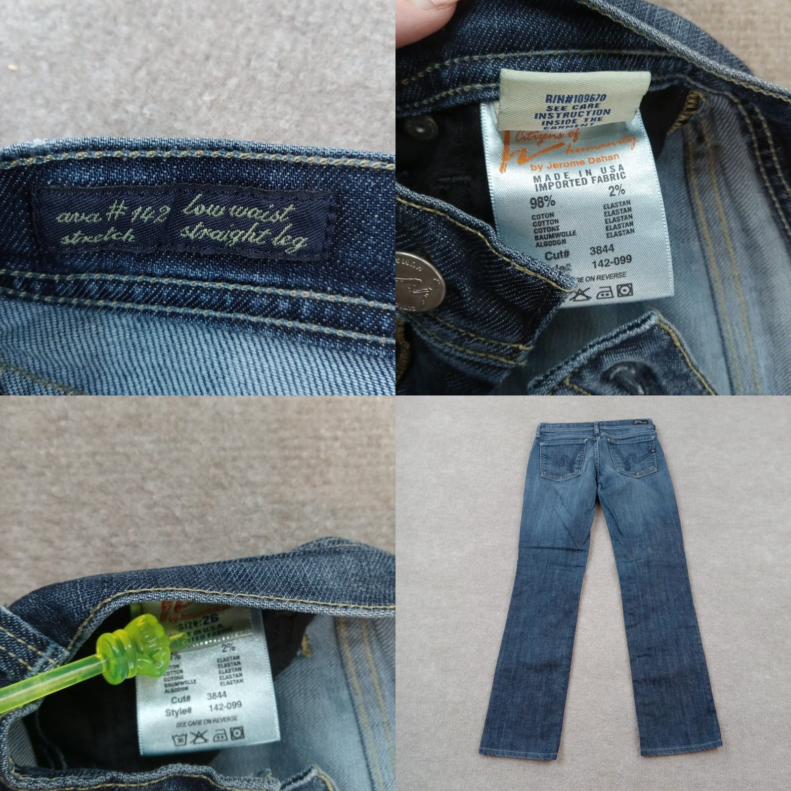 Citizens Of Humanity Citizens of Humanity Womens Jeans 26 Blue Ava Low Waist Straight Extra Large XL Size 26" / US 2 / IT 38 - 8 Thumbnail