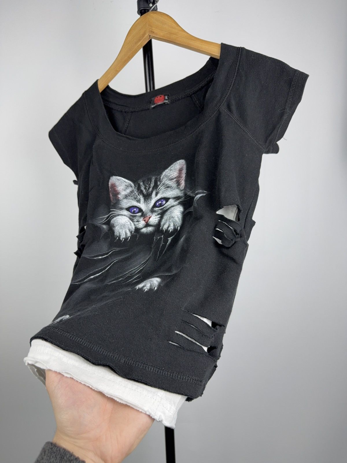 Vintage Spiral Direct Goth Opium Cat Graphic Distressed Tee Y2K Alt Size XL / US 12-14 / IT 48-50 - 6 Thumbnail