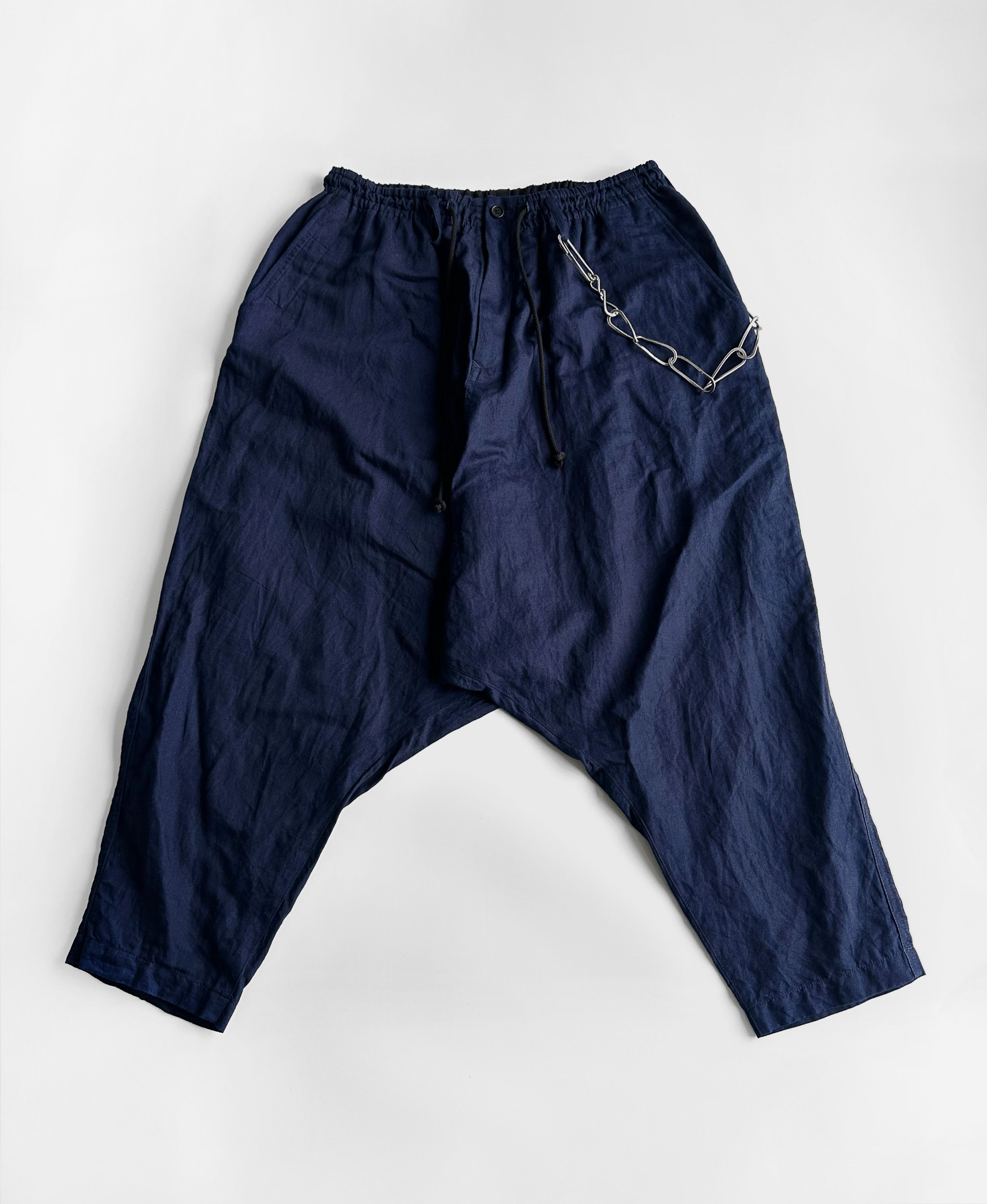 Yohji Yamamoto Indigo Dye Drop Crotch Cropped Trouser | JP3 (fit 28-34) Size US 32 / EU 48 - 1 Thumbnail