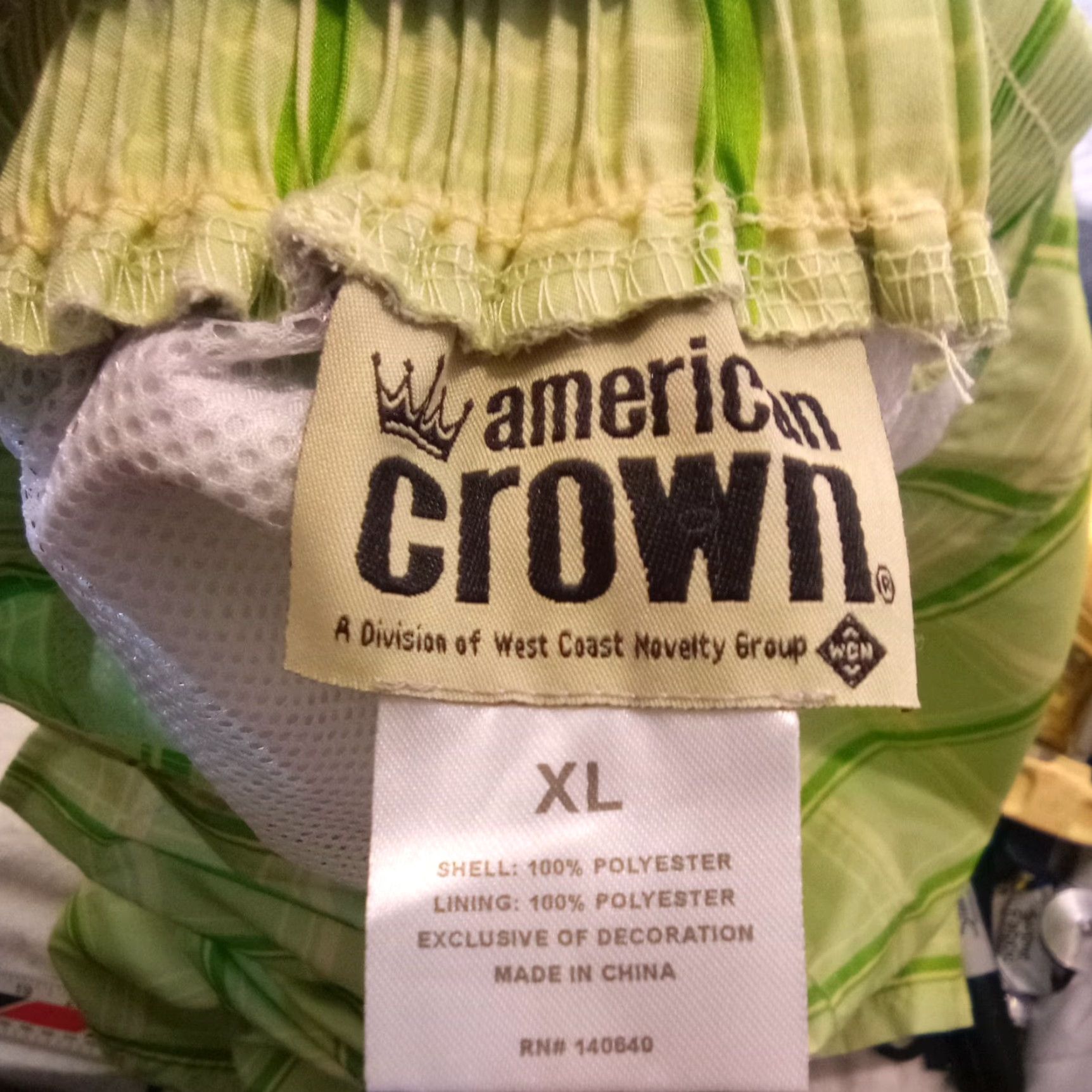 Vintage VINTAGE American crown Swim Shorts XL 36"-38" Arizona Embroidered POCKET Striped Green Men Regular Bottom Pockets Size US 36 / EU 52 - 7 Thumbnail