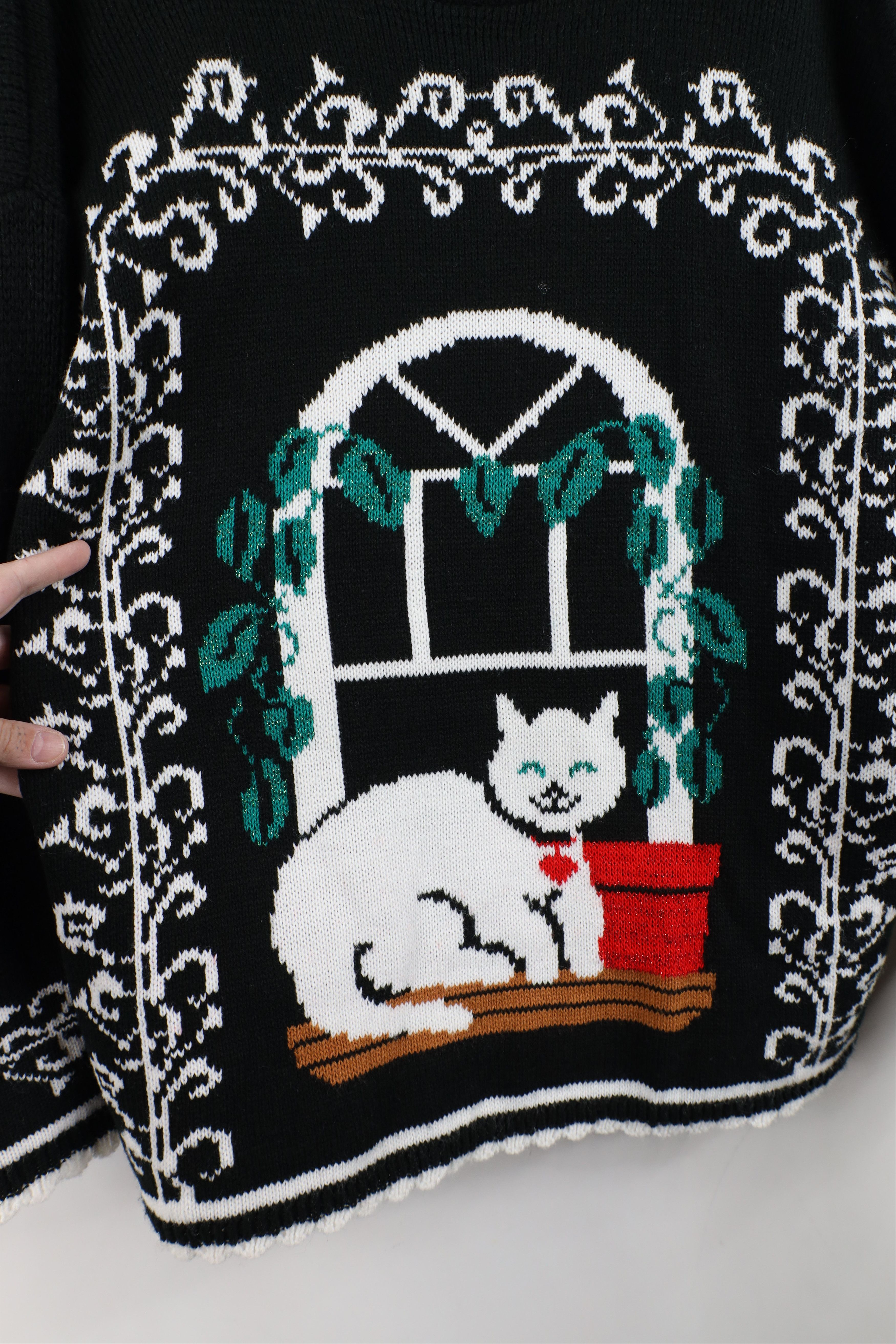 Vintage Vintage 90s Fairy Kei Kawaii Cat Kitten Knit Sweater USA Size L / US 10 / IT 46 - 4 Thumbnail
