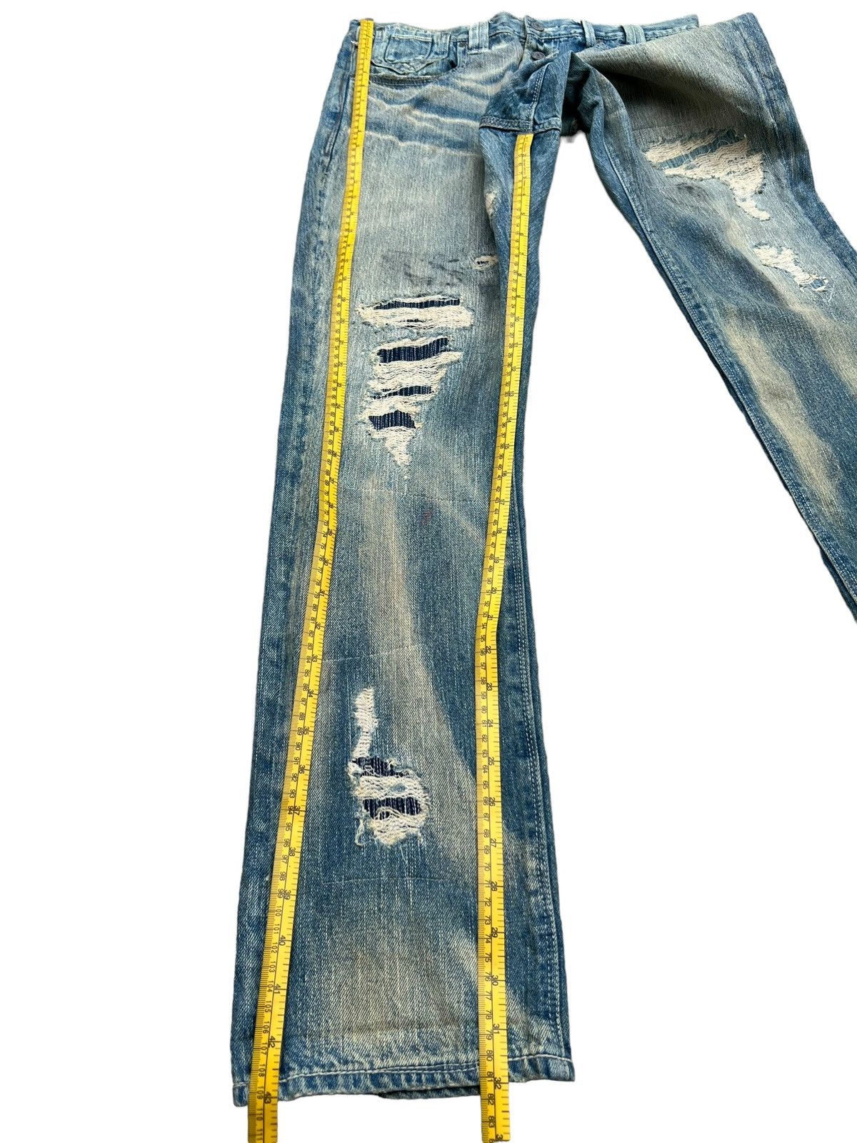 Japanese Brand Bond & Peace Patchwork Distressed Baggy Denim Jeans 32x32 Size US 32 / EU 48 - 12 Thumbnail