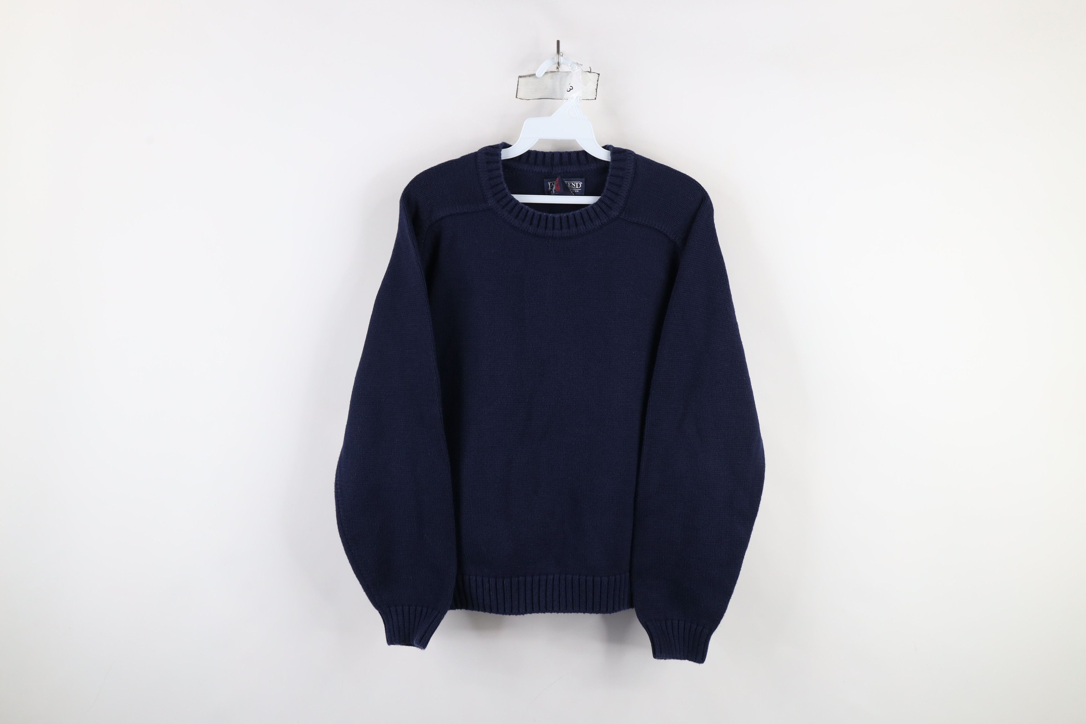 L.L. Bean × Vintage Vintage 90s LL Bean Cotton Knit Crewneck Sweater Blue USA Size M / US 6-8 / IT 42-44 - 1 Thumbnail