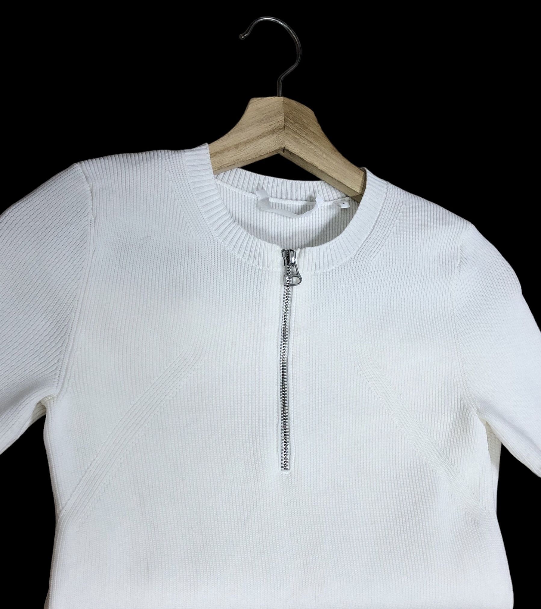 Helmut Lang RIBBED KNIT BODYFIT ZIPPERNECK S/S Size XS / US 0-2 / IT 36-38 - 5 Thumbnail