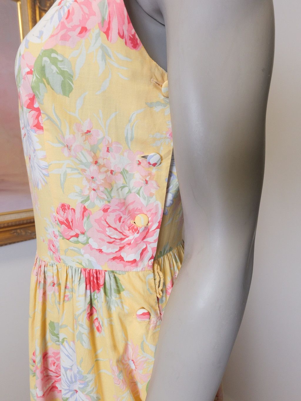 Laura Ashley Women's Laura Ashley Cottage Core Floral Cotton Dress Yellow Size L / US 10 / IT 46 - 6 Thumbnail