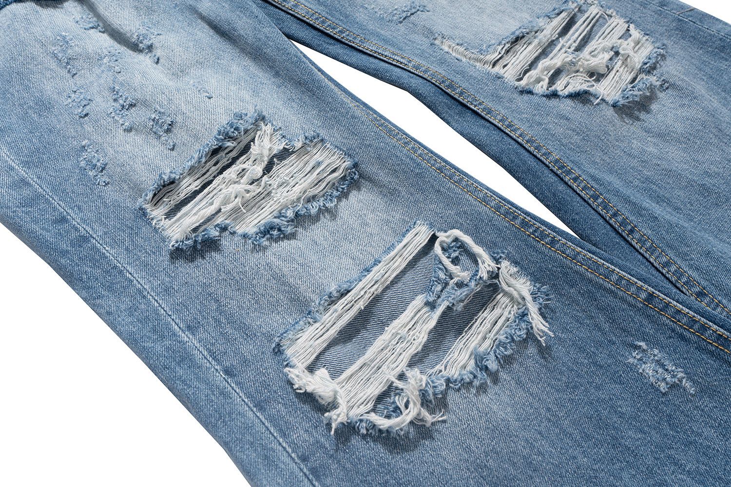 Japanese Brand Distressed Ripped Washed Faded Blue baggyJeans Size US 33 - 5 Thumbnail