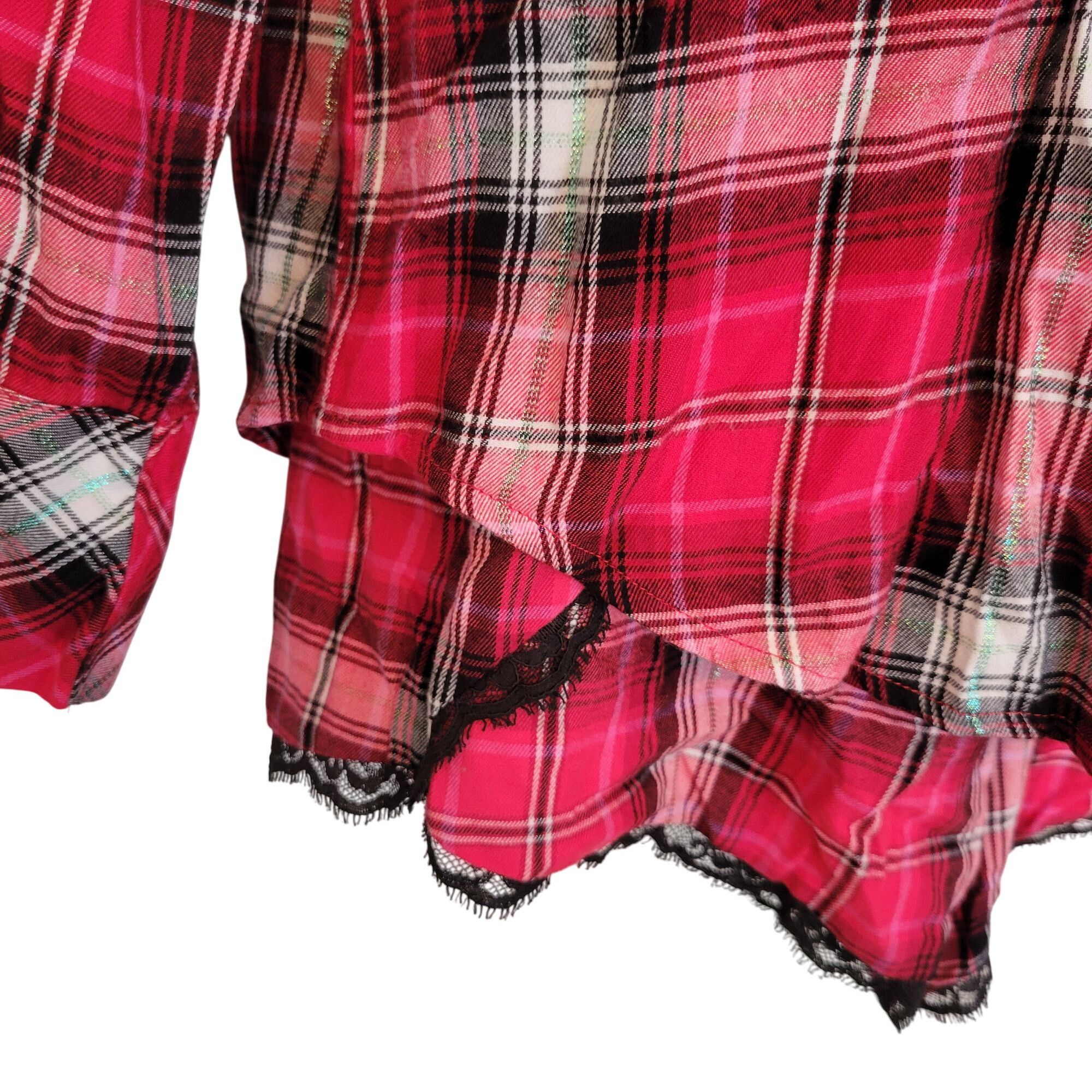 Victoria's Secret Victorias Secret L Red Plaid 2 Piece Pajama Set Lace Trim Sh Size L / US 10 / IT 46 - 9 Thumbnail