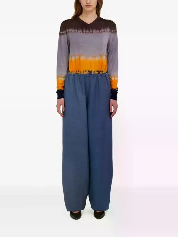 Salvatore Ferragamo o1s1rm0526 Loose Leg Trousers in Blue/Grey Size 27" / US 4 / IT 40 - 2 Thumbnail