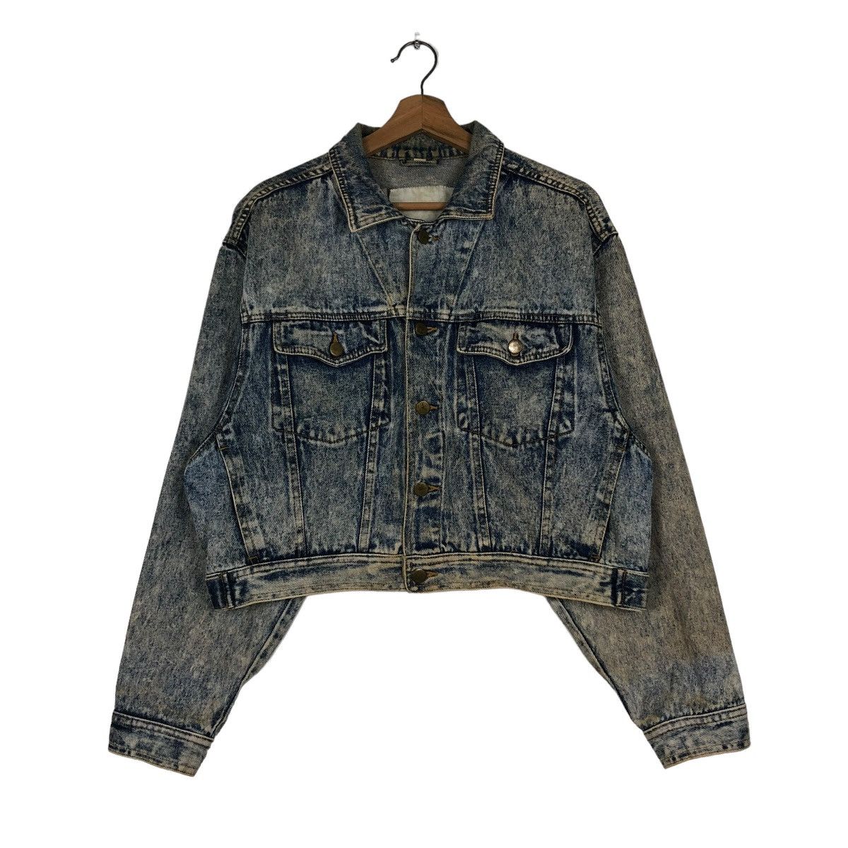 Japanese Brand 🔥CROPPED ACID WASH BIKER JACKET DENIM TEAM LISCH JAPAN Size US M / EU 48-50 / 2 - 3 Thumbnail