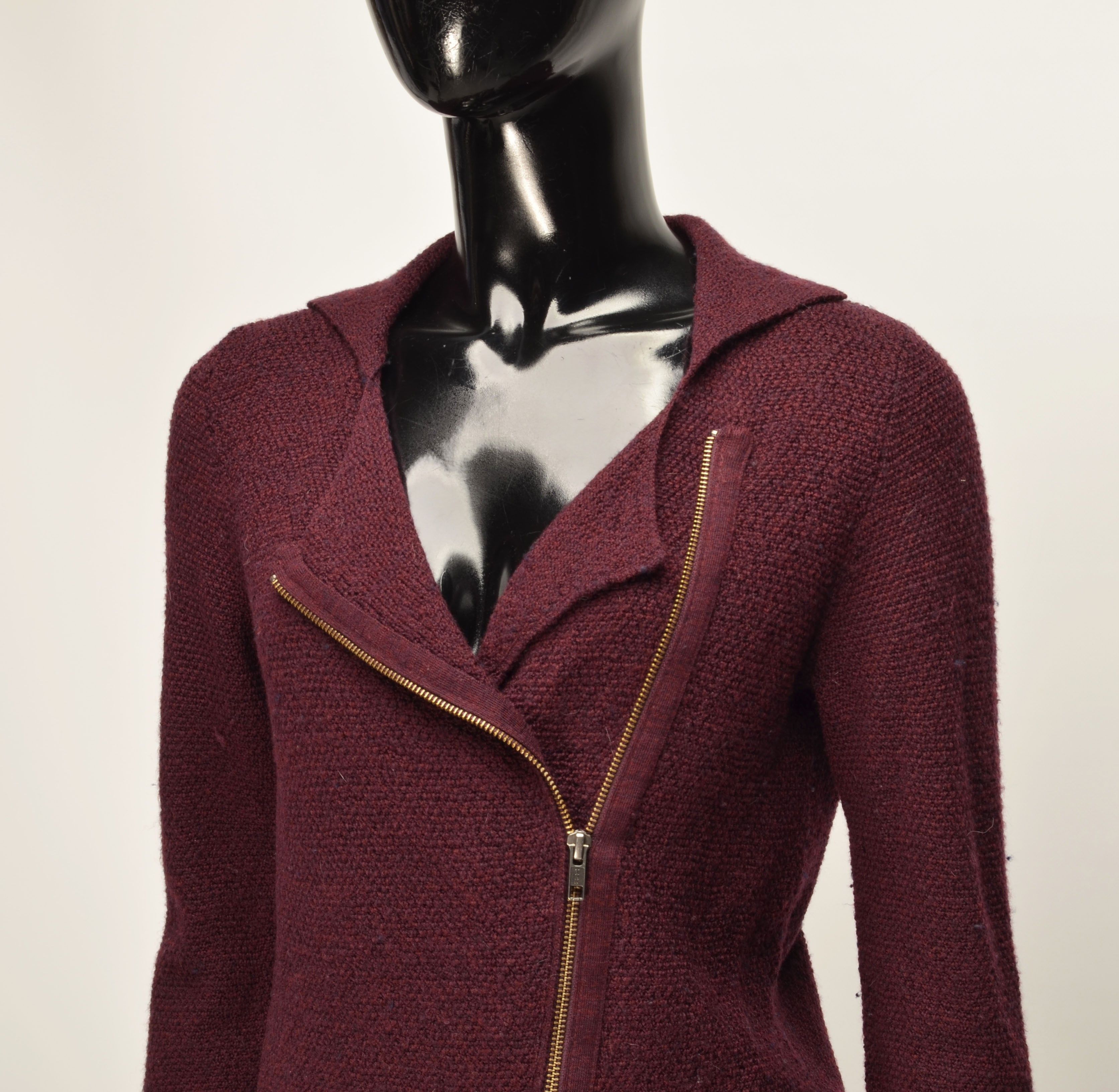 Other Brora Merino Wool Knit Zipper Biker Cardigan Size M / US 6-8 / IT 42-44 - 2 Thumbnail