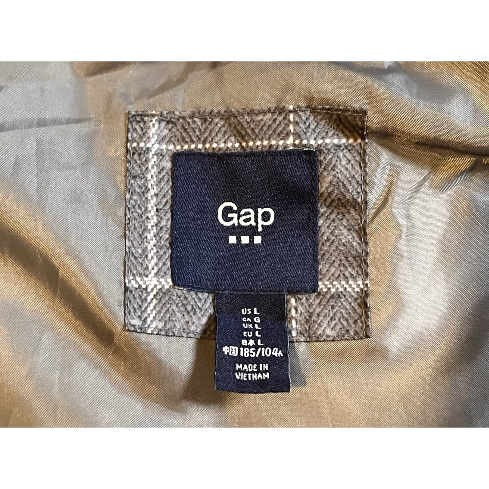 Gap Gap Warmest Vest Herringbone Plaid Puffer Men’s Large Grey Size US L / EU 52-54 / 3 - 5 Thumbnail