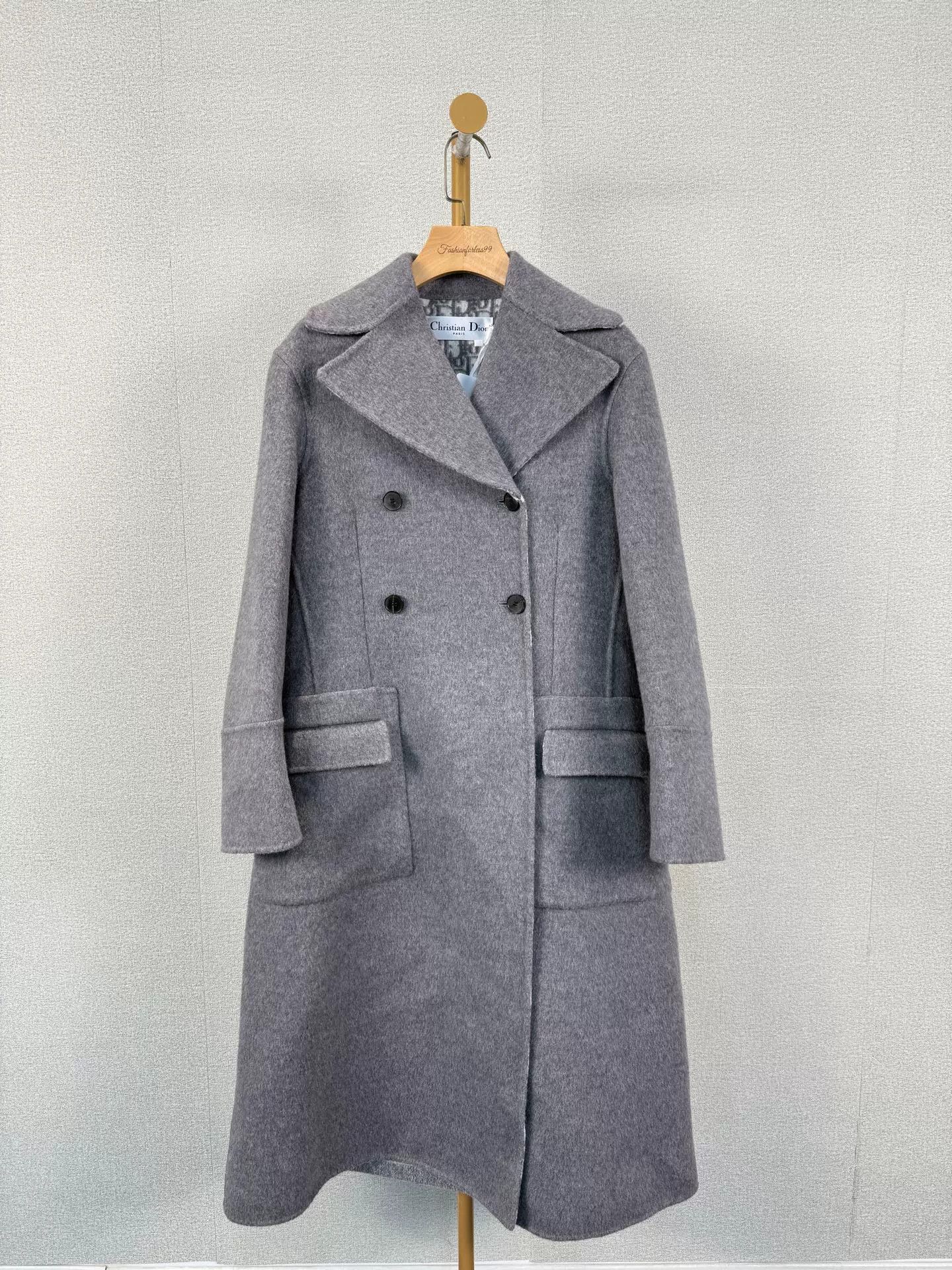 Dior gray long coat with lapel collar Size US S / EU 44-46 / 1 - 1 Thumbnail