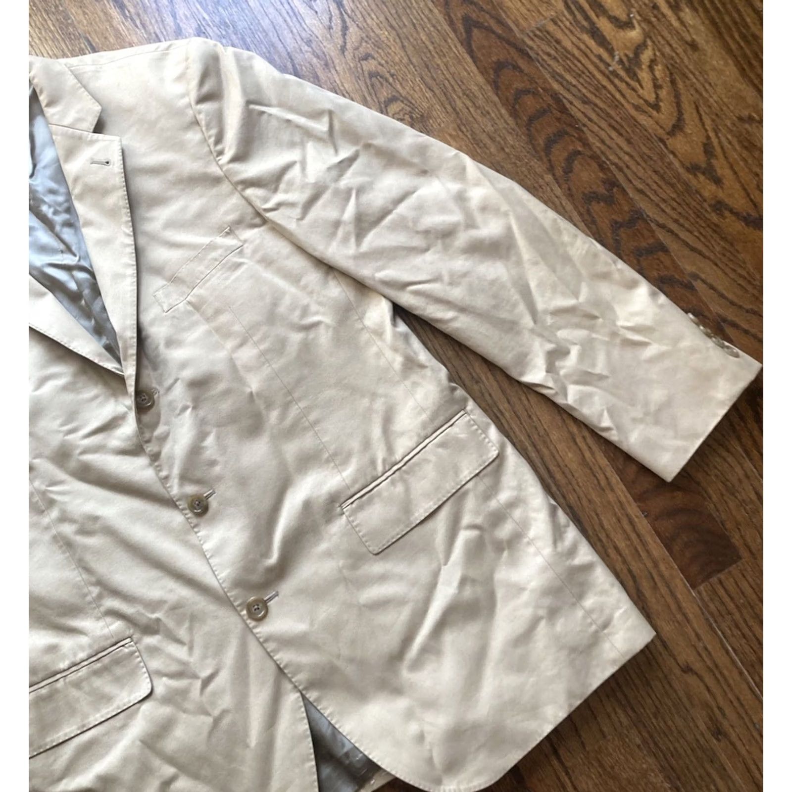 J.Crew J. Crew Blazer Mens 44L Tan 3 Button Notch Lapel Single-Breasted Cotton Beige 2 Piece Classic Jacket Coat Long Size 44R - 3 Thumbnail