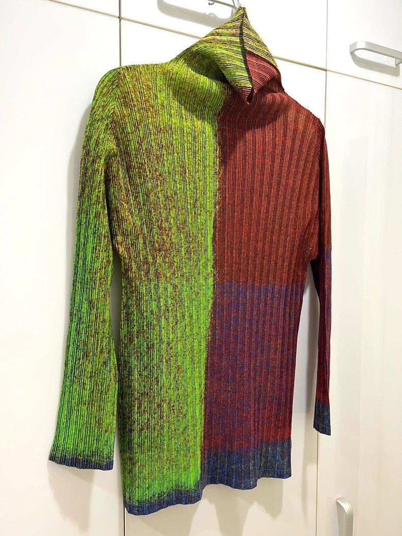 Issey Miyake issey miyake size:3 Red and green high-necked ribbed top Size XXS / US 00 / IT 34 - 1 Thumbnail