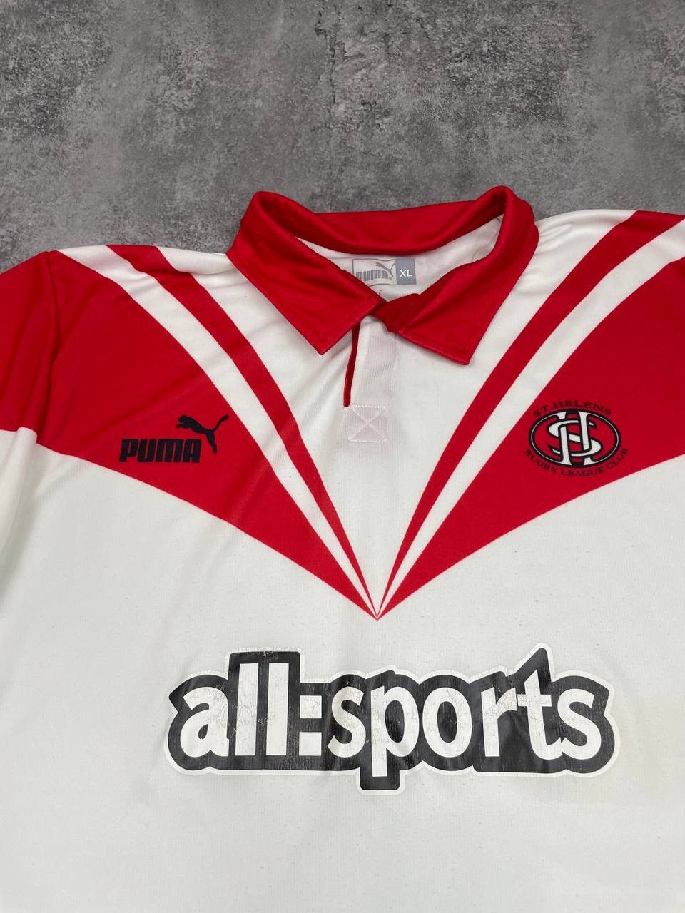 Puma Puma Men St Helens Allsports Rugby Shirt White Red Vintage Size US XL / EU 56 / 4 - 2 Thumbnail