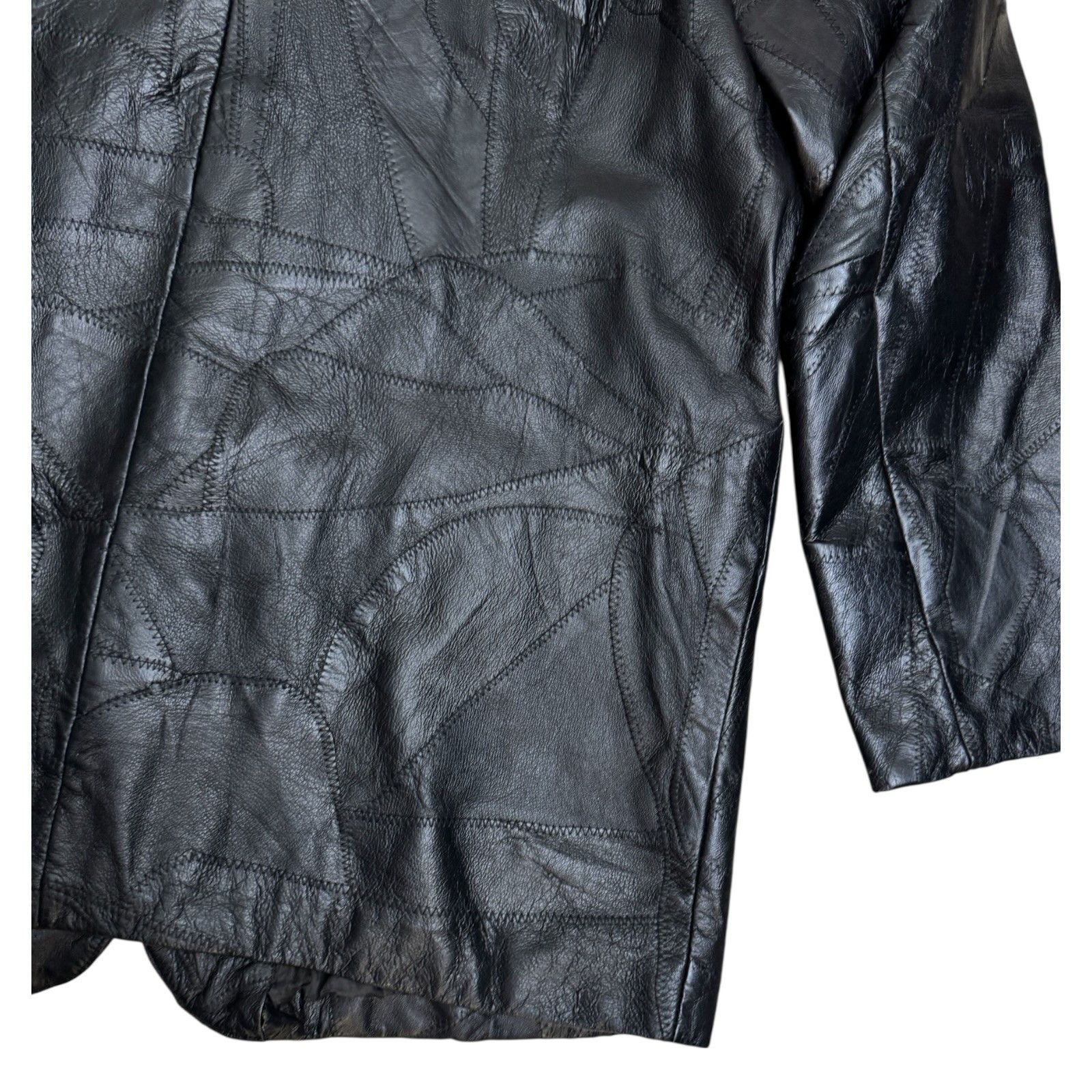 Vintage BAGAZIO Vintage Cross Stitch Genuine Leather Jacket Coat XL Size US XL / EU 56 / 4 - 4 Thumbnail