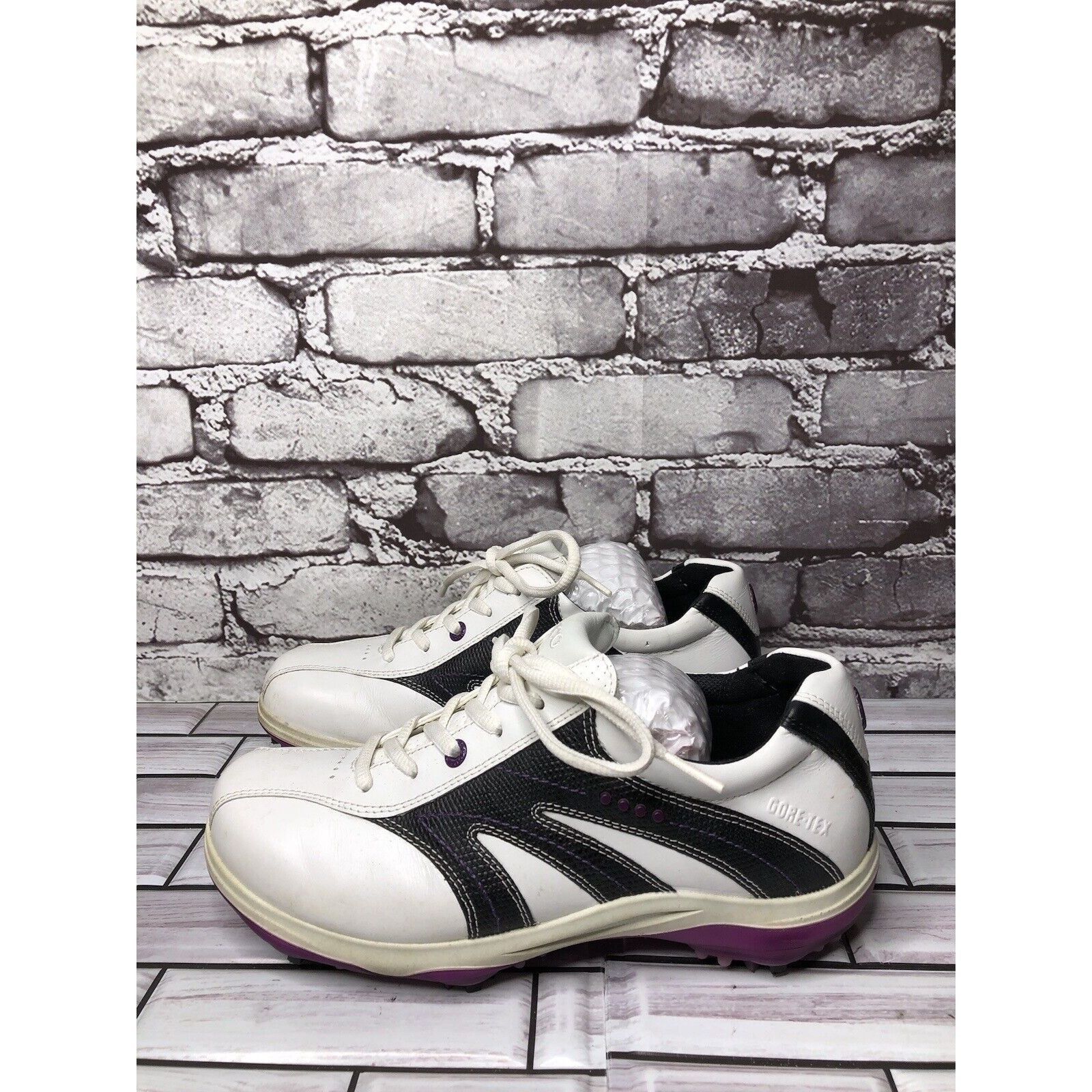 Ecco Ecco Gore Tex White Leather Black Purple Cleats Golf Shoes W Size US 6.5 / IT 36.5 - 14 Thumbnail