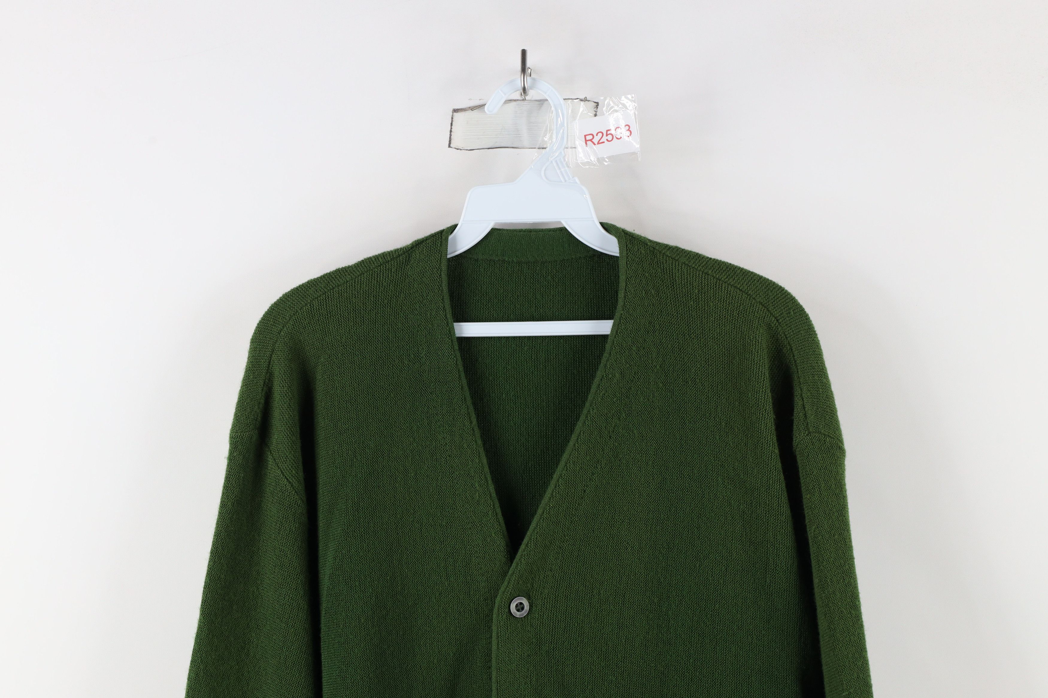 Vintage Vintage 50s 60s Knit Cardigan Sweater Avocado Green USA Size US XL / EU 56 / 4 - 2 Thumbnail
