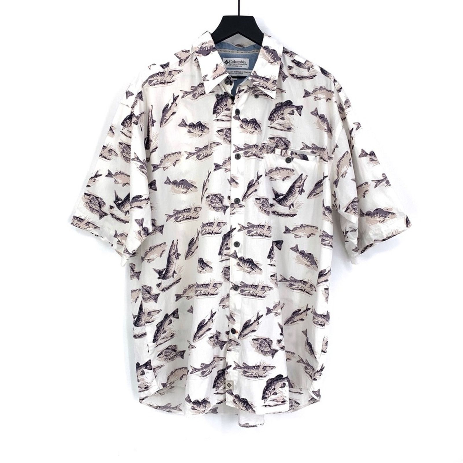 Columbia COLUMBIA Casual Button Down Freshwater Fish White Beige L Size US L / EU 52-54 / 3 - 1 Thumbnail