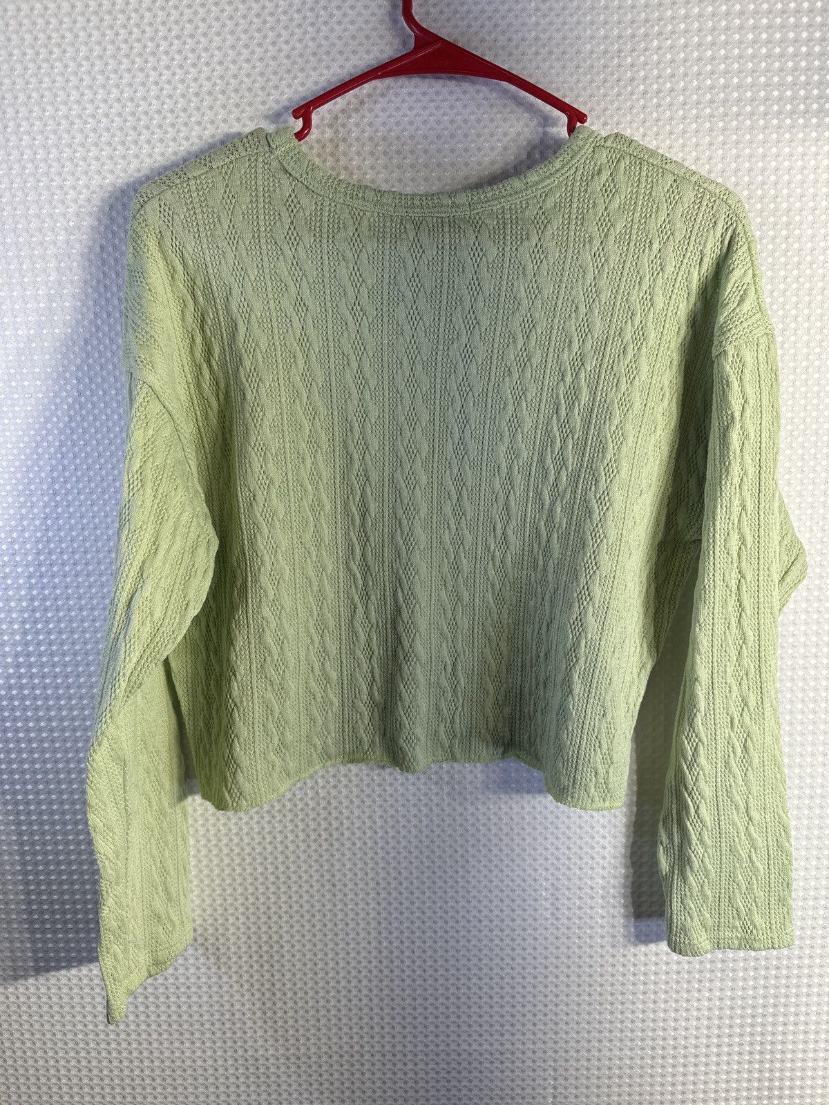 Other Antistar Lime Green Cropped Cable Knit Sweater Size M / US 6-8 / IT 42-44 - 3 Thumbnail