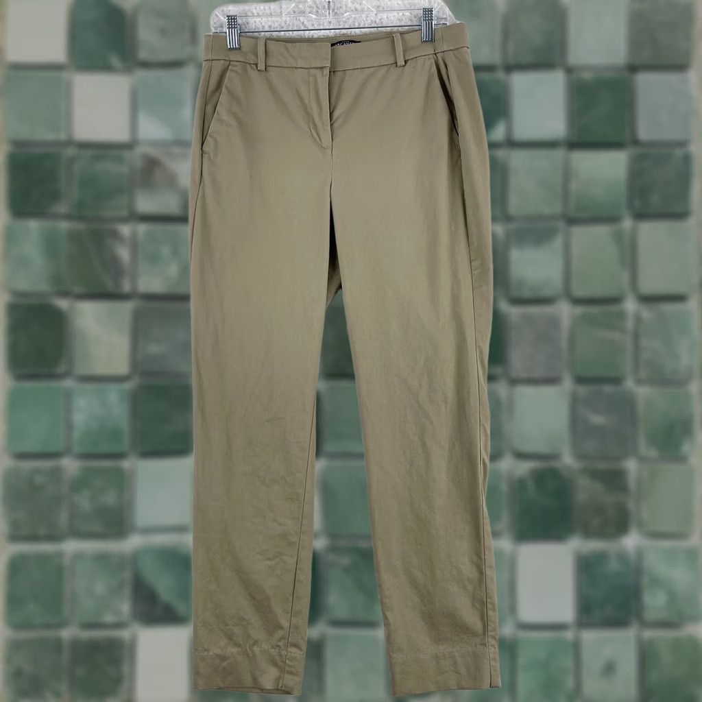 J.Crew J.CREW Chino Pants Womens Size 6 Beige Slim Straight Flat Front Mid-Rise Casual Workwear 80s 90s City Mens Women Girls Size 28" / US 6 / IT 42 - 1 Thumbnail