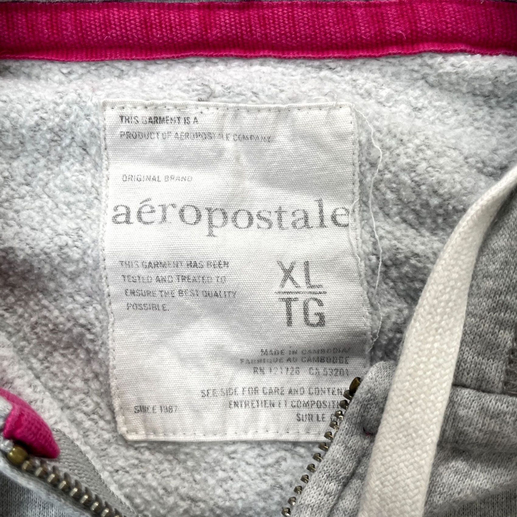 Vintage Aéropostale Hoodie Women XL Gray Full Zip Cotton Fleece Logo Pockets City Classic Nylon? Size XL / US 12-14 / IT 48-50 - 3 Thumbnail