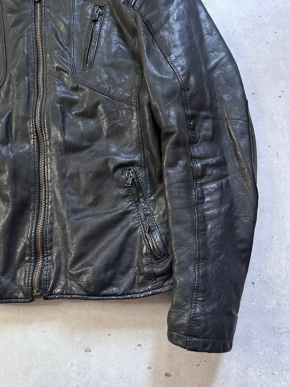 Leather Leonardo Black Leather Biker Jacket Y2K Avant Garde MOTO Size US L / EU 52-54 / 3 - 5 Thumbnail