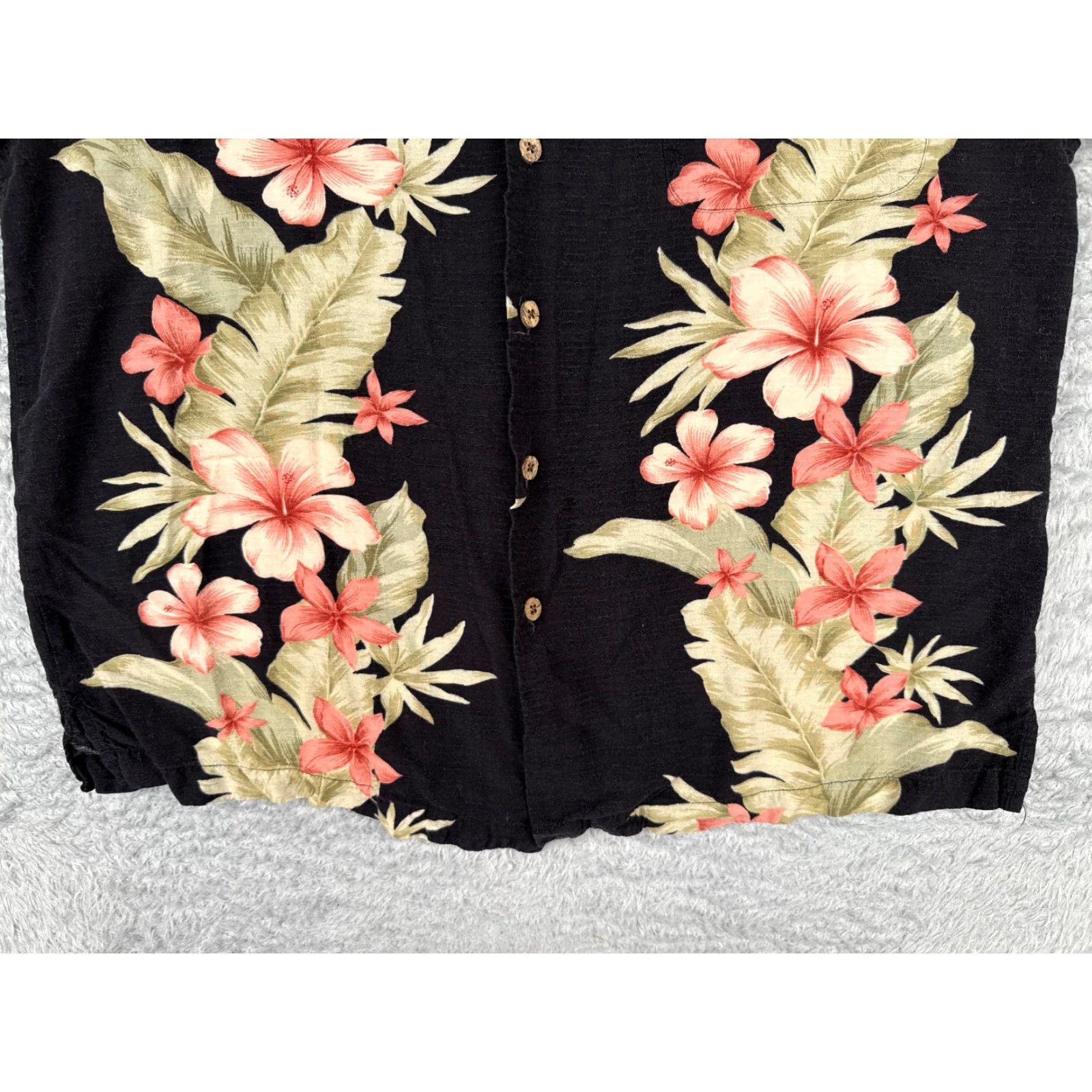 George Breakwater Shirt Men Large Black Pink Green Floral Palm Leaf 100% Rayon Pocket Size US L / EU 52-54 / 3 - 5 Thumbnail