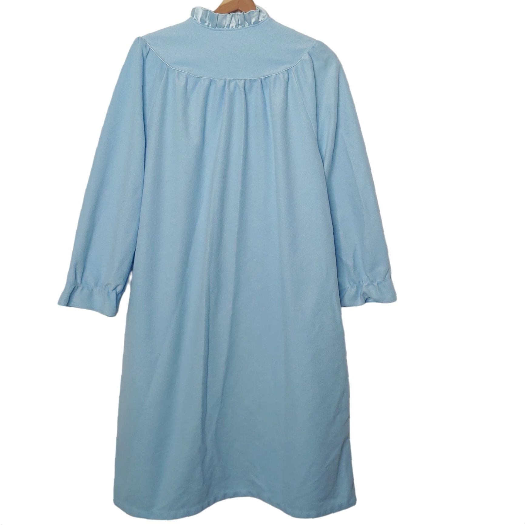 Vintage Vintage Regal Rose Womens M Nightgown Long Blue White Lace Fan Size ONE SIZE - 4 Thumbnail