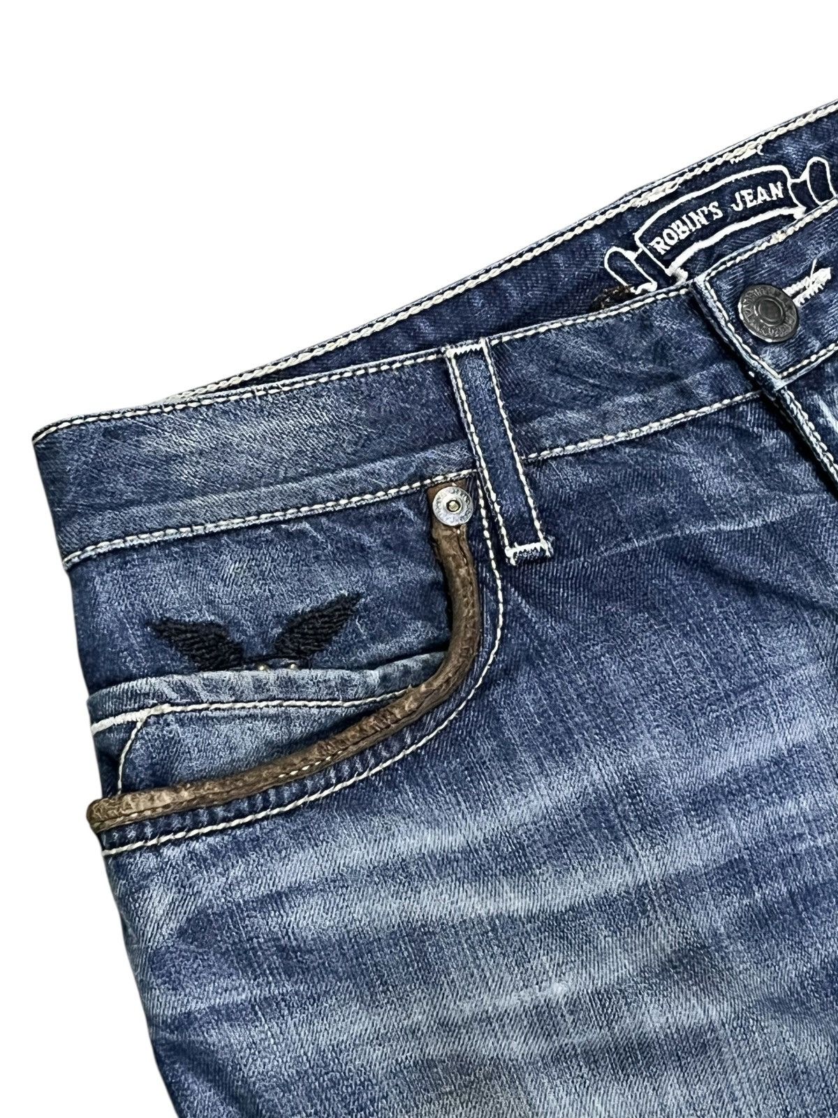 Asspizza × Robins Jeans 🔥Robin's Jean Studded Flap Distressed Denim USA Made (W33) Size US 33 - 6 Thumbnail