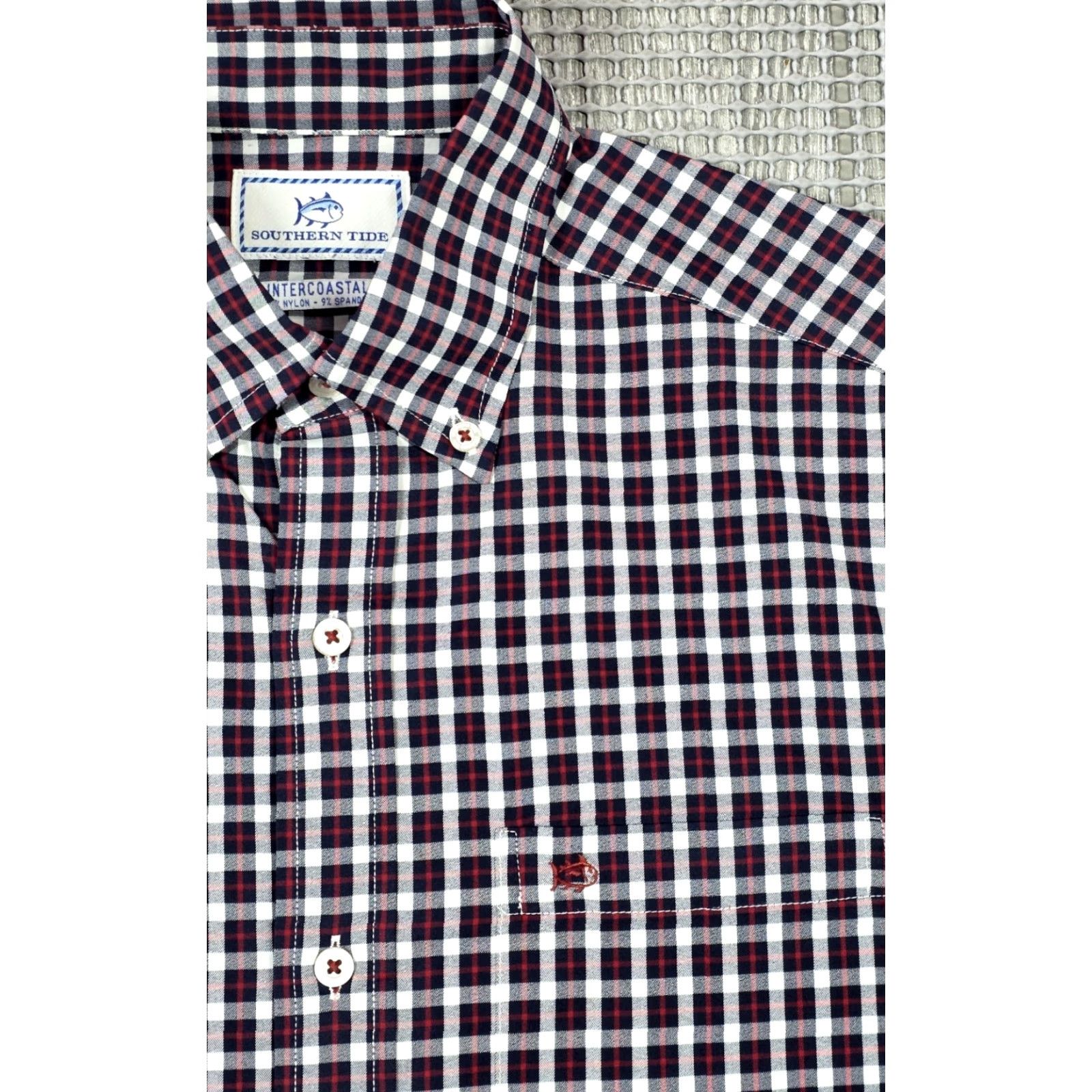 Southern Tide Southern Tide Intercoastal Shirt Men S Red Check Performance Regular Fit Size US S / EU 44-46 / 1 - 3 Thumbnail