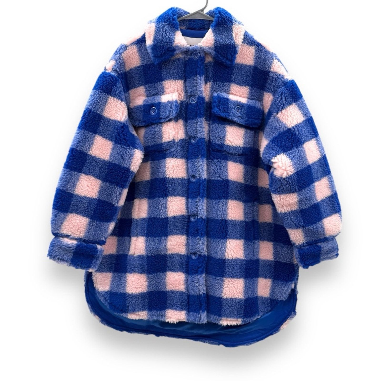STAND STUDIO Stand Studio Sabi Oversized Blue & Pink Shacket Jacket Sz 32 Size XXS / US 00 / IT 34 - 3 Thumbnail