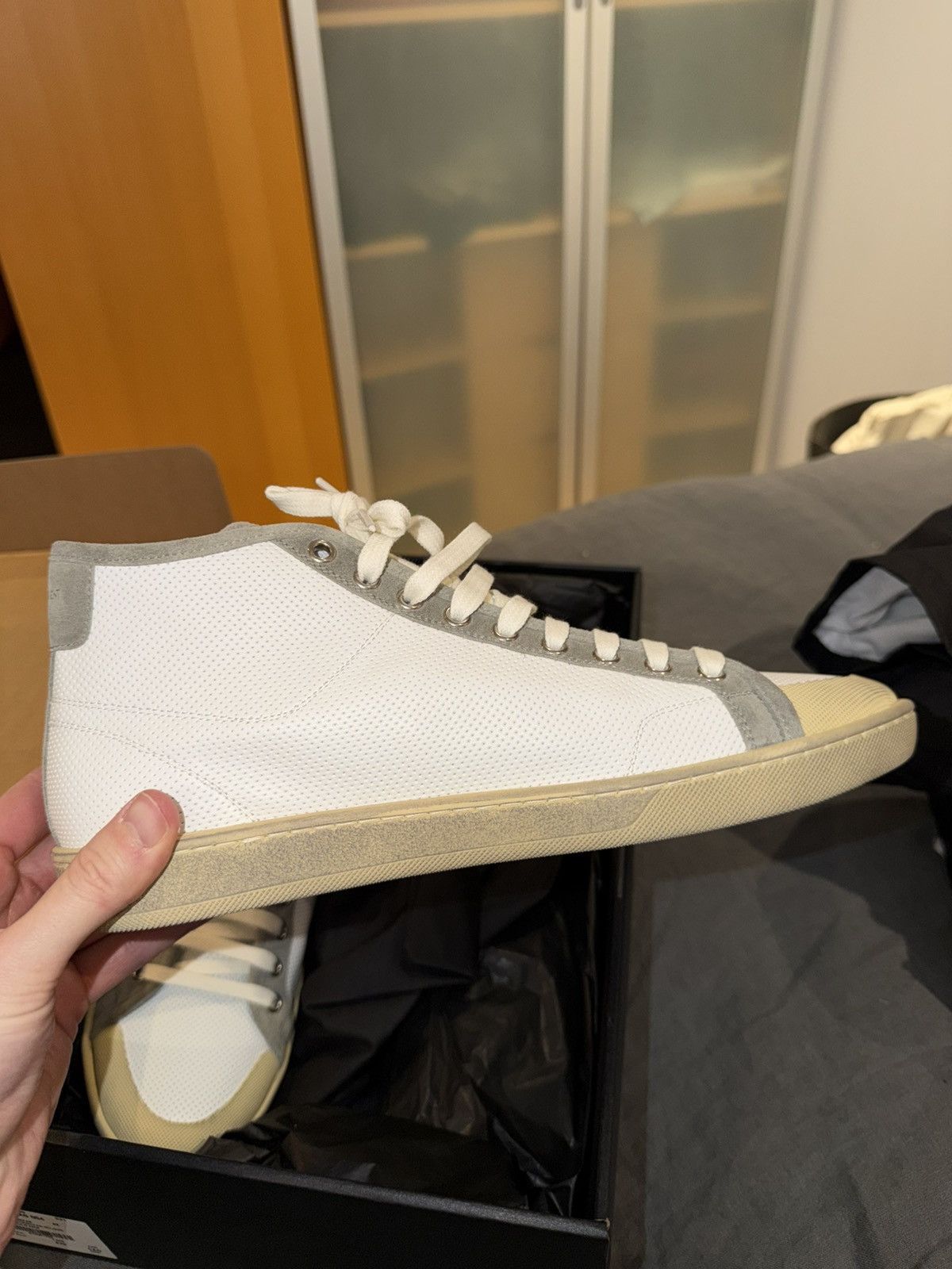 Saint Laurent Paris 🔥 Saint Laurent Paris SL39 Mid Top Size 42 – Blanc Optique 🔥 Size US 9 / EU 42 - 4 Thumbnail