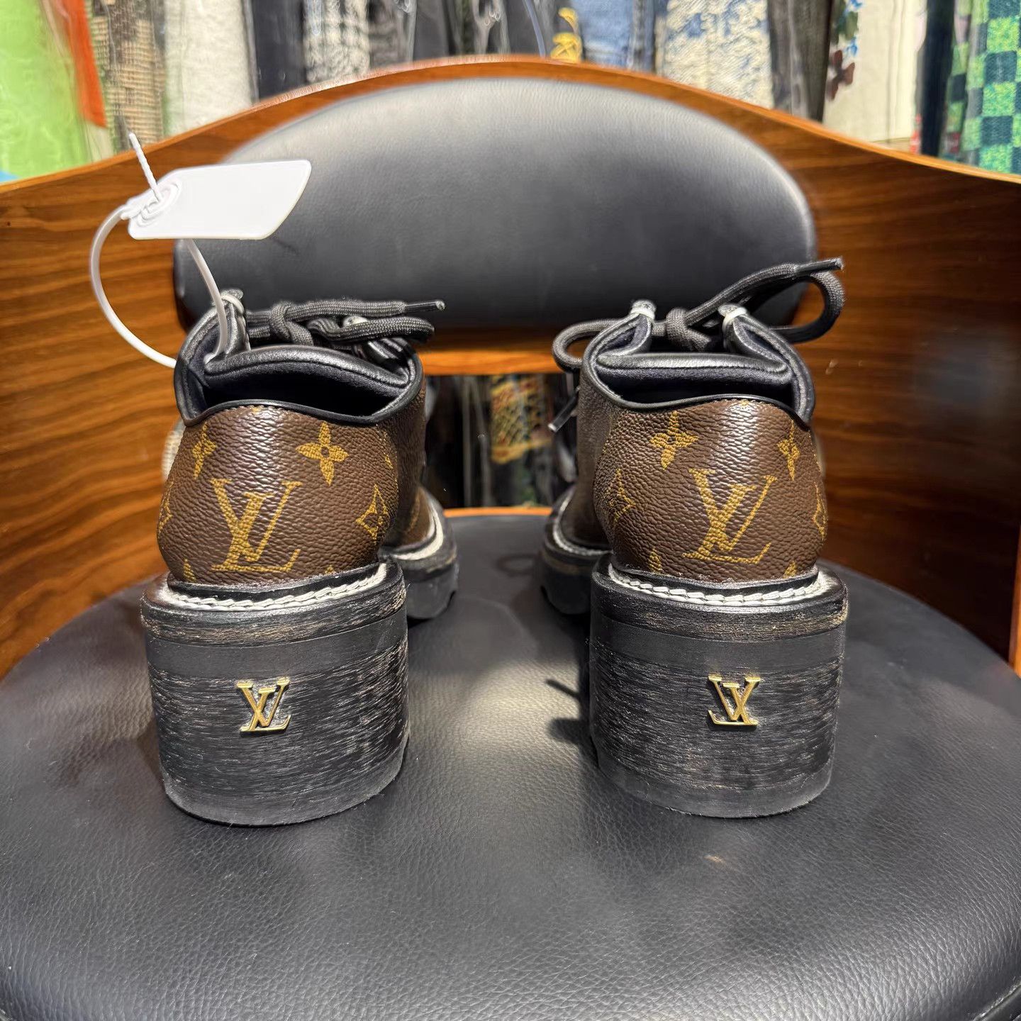 Louis Vuitton LV Beaubourg Monogram Platform Loafers K15 Size US 5.5 / IT 35.5 - 3 Thumbnail