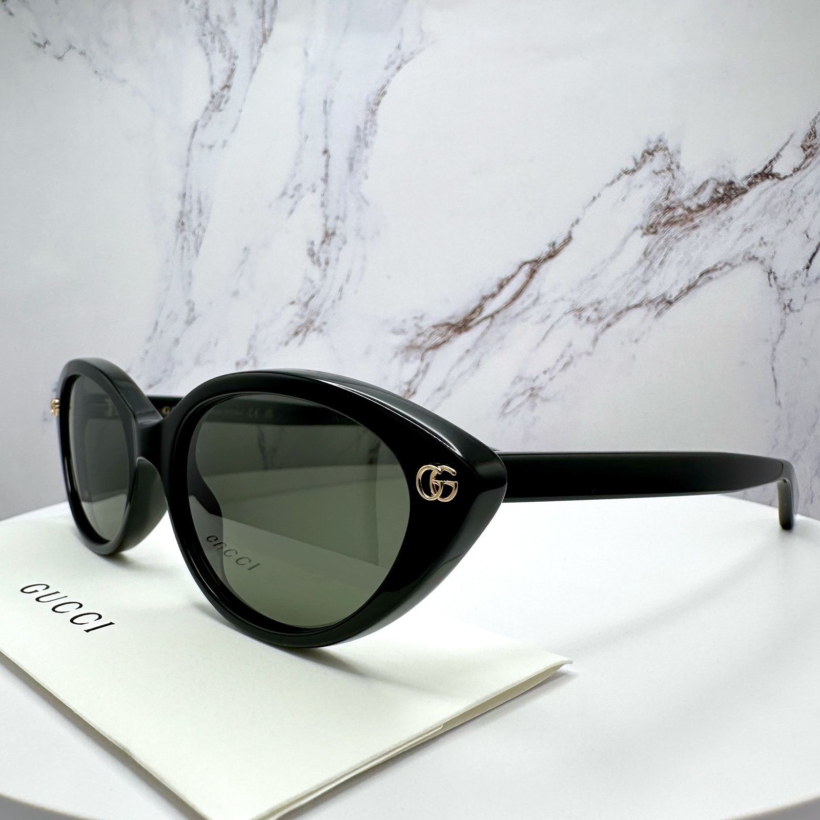 Gucci New GUCCI Sunglasses Black Cat Eye Gold Metal GG Logo Size ONE SIZE - 10 Thumbnail