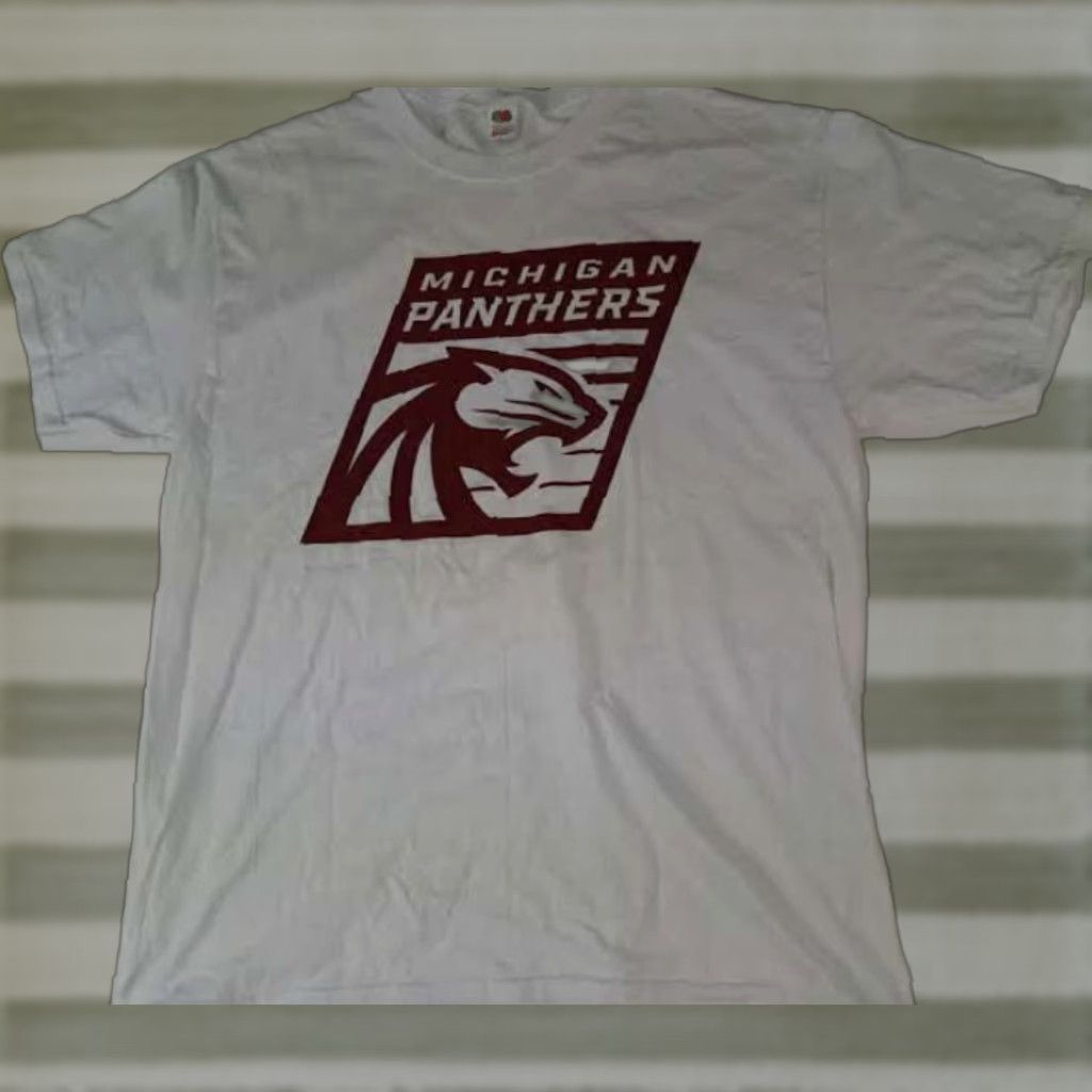 Fruit Of The Loom Fruit of the Loom Michigan Detroit Panthers USFL White T-Shirt L White Unisex Adults Short Sleeve Sports Size US L / EU 52-54 / 3 - 1 Thumbnail