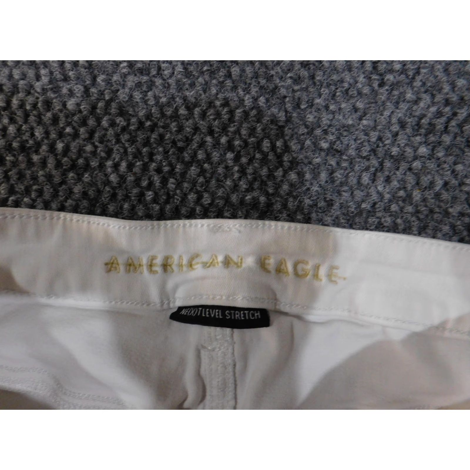 Vintage American Eagle Jeans Women 16 Long White Hi-Rise Jegging Distressed Frayed Hem Womens Size 38" / US 16 / IT 52 - 5 Thumbnail