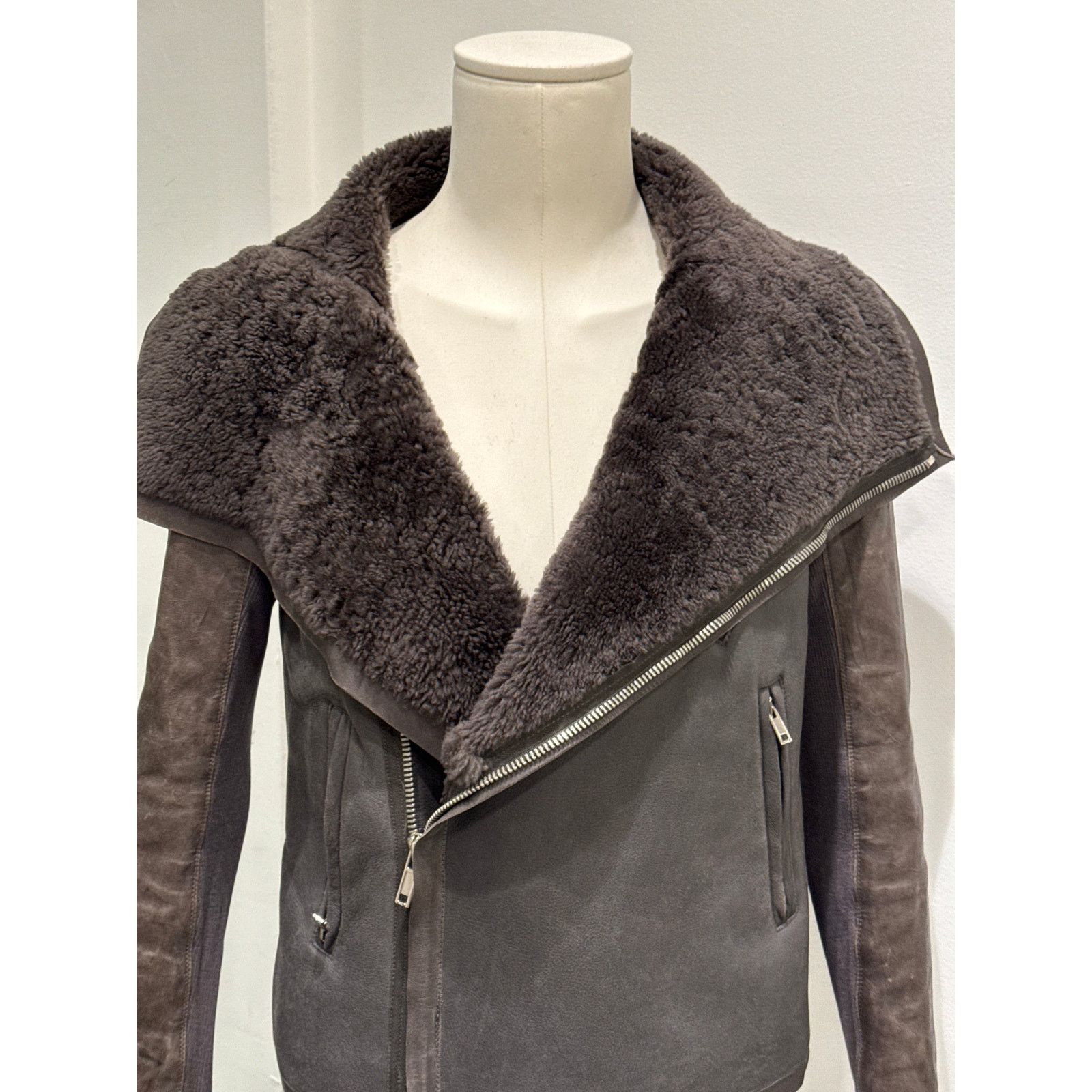 Rick Owens 2010s Rick Owens leather shearling jacket Size US S / EU 44-46 / 1 - 5 Thumbnail