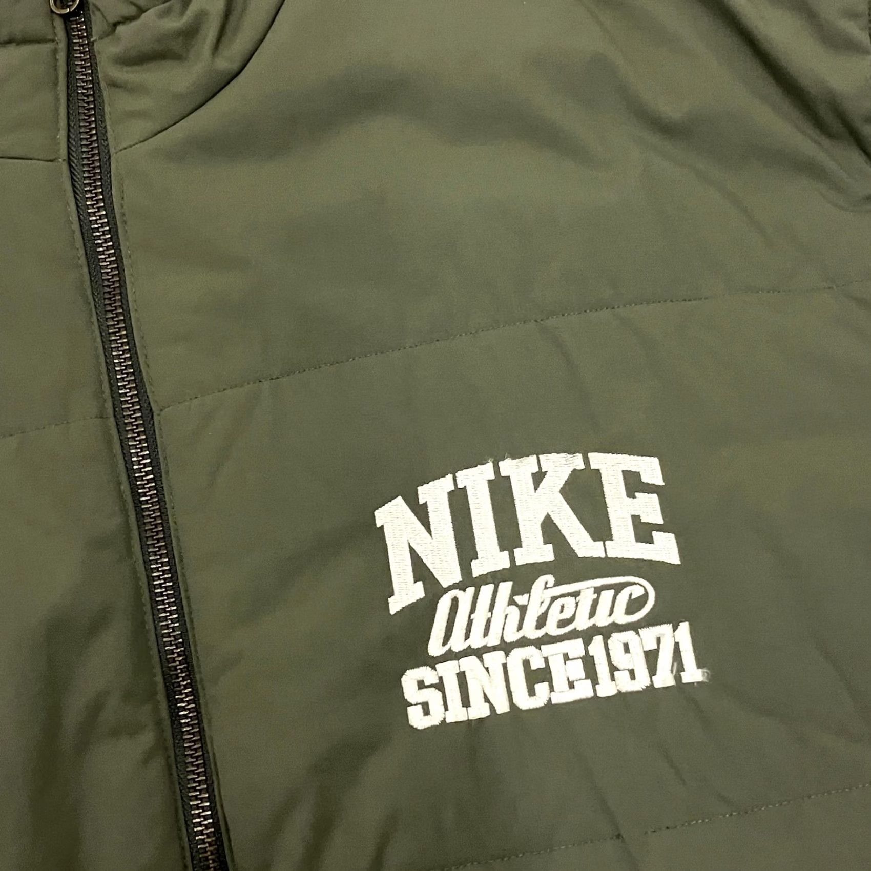 Nike VINTAGE Nike Athletic Puffer Jacket Mens XL Khaki Green Quilted Full Zip Vintage Size US XL / EU 56 / 4 - 2 Thumbnail