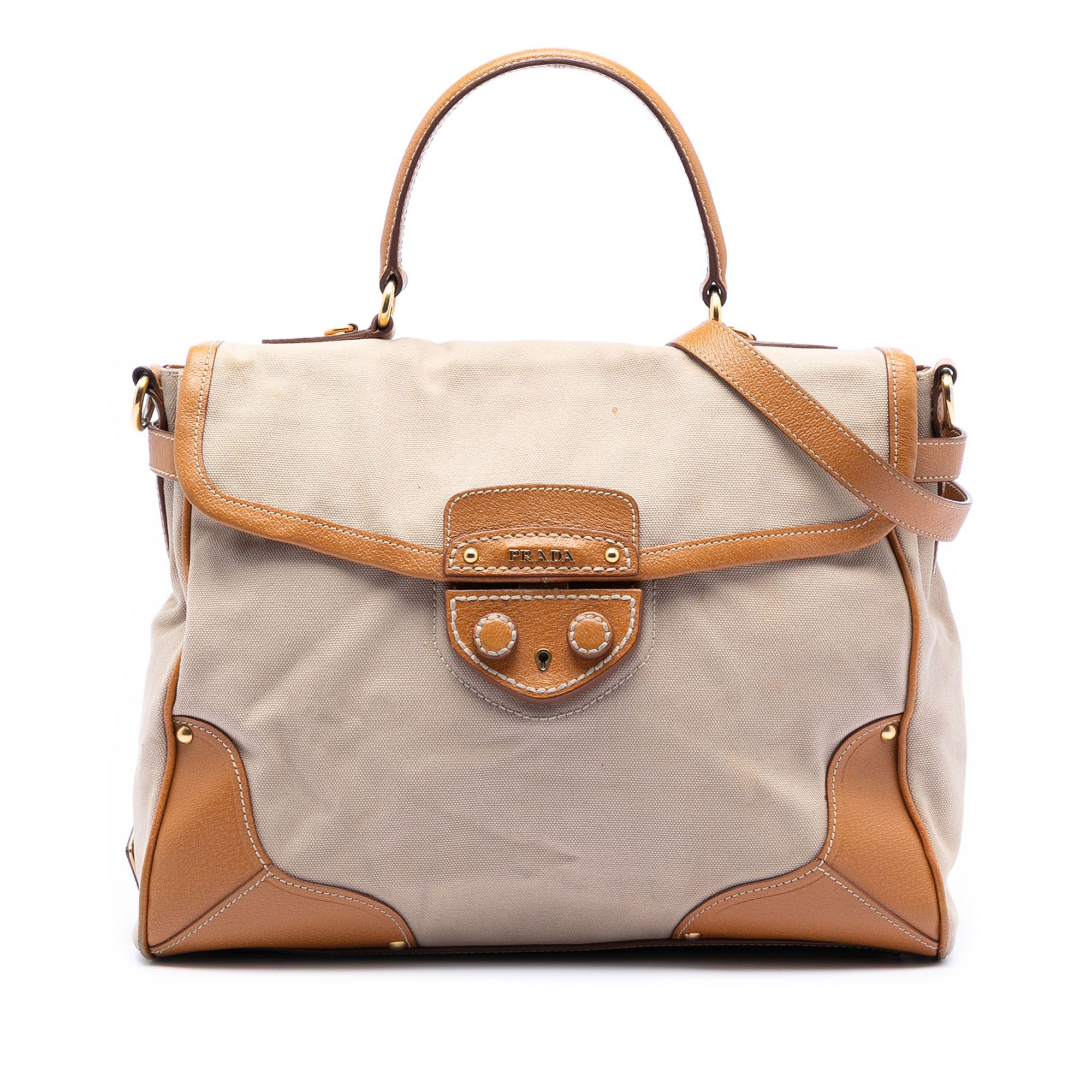 Prada Prada Cinghiale Trimmed Canapa Top Handle Bag Size ONE SIZE - 1 Thumbnail