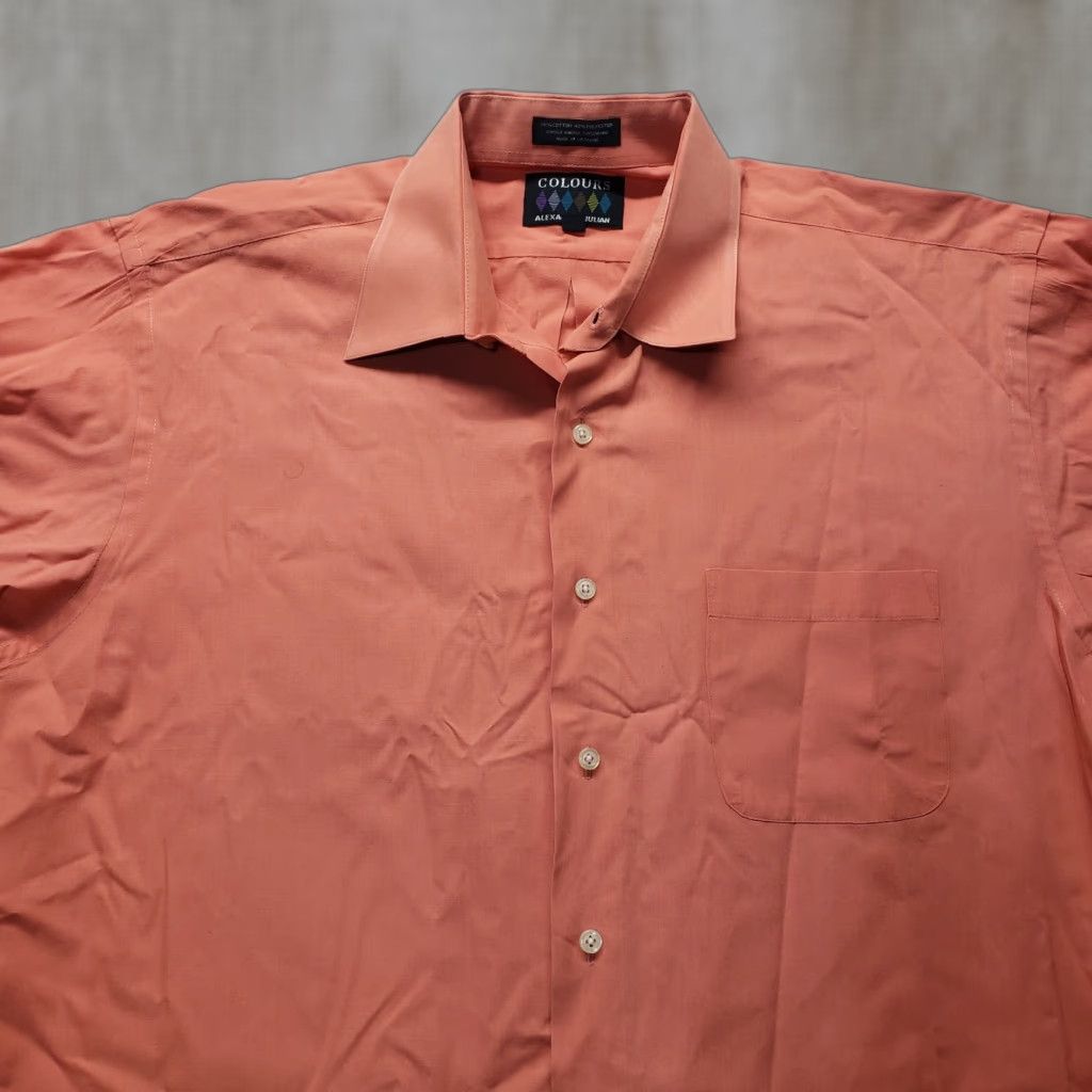 Alexander Julian Alexander Julian Shirt Mens Large 16 16.5 Orange Solid Button-Up Dress Color Orange 90s? (not include decade unless in info) Size 46R - 1 Thumbnail