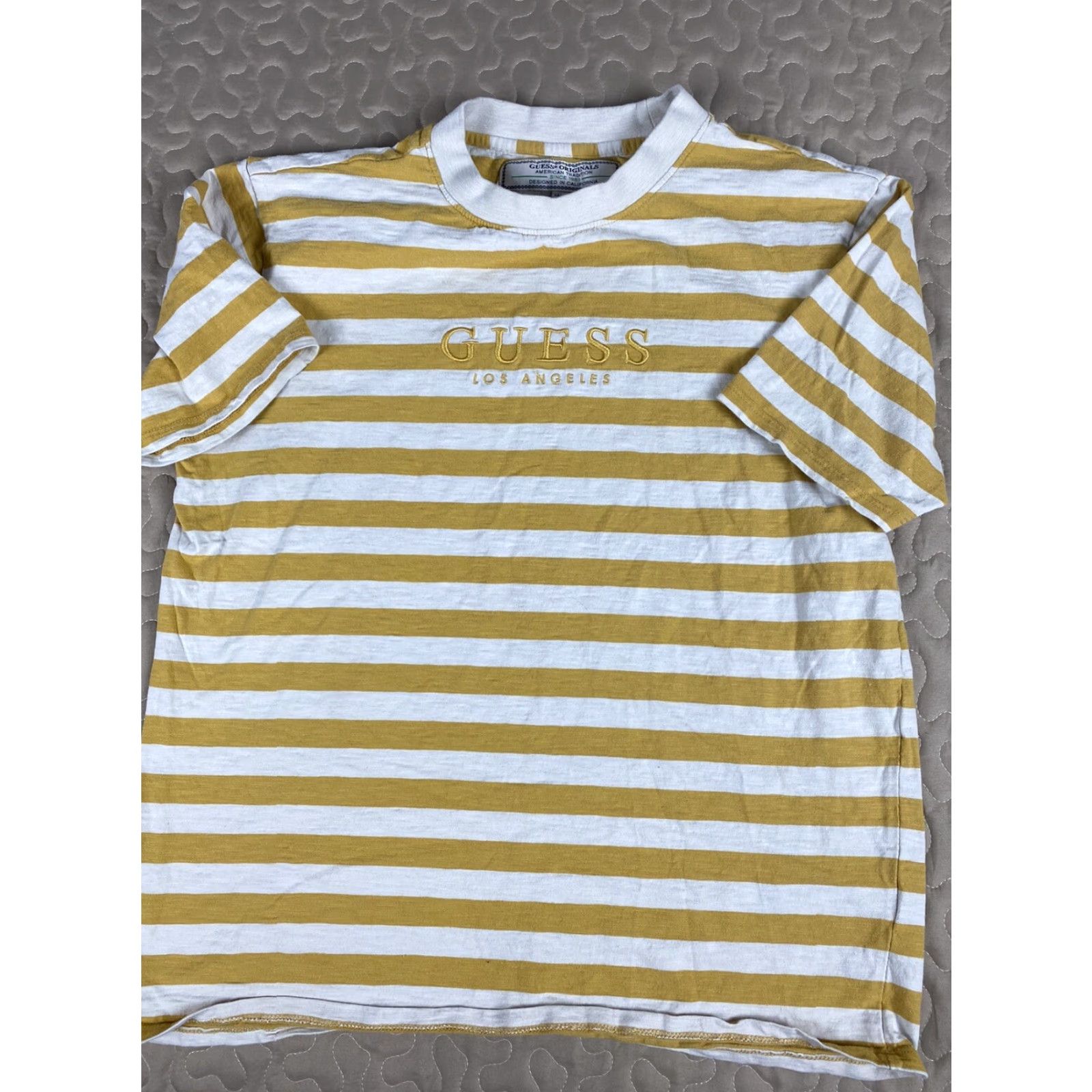 Guess Guess Jesns Los Angeles Yellow Stripes Embroderd logo T Shirt Mens M Size US M / EU 48-50 / 2 - 3 Thumbnail