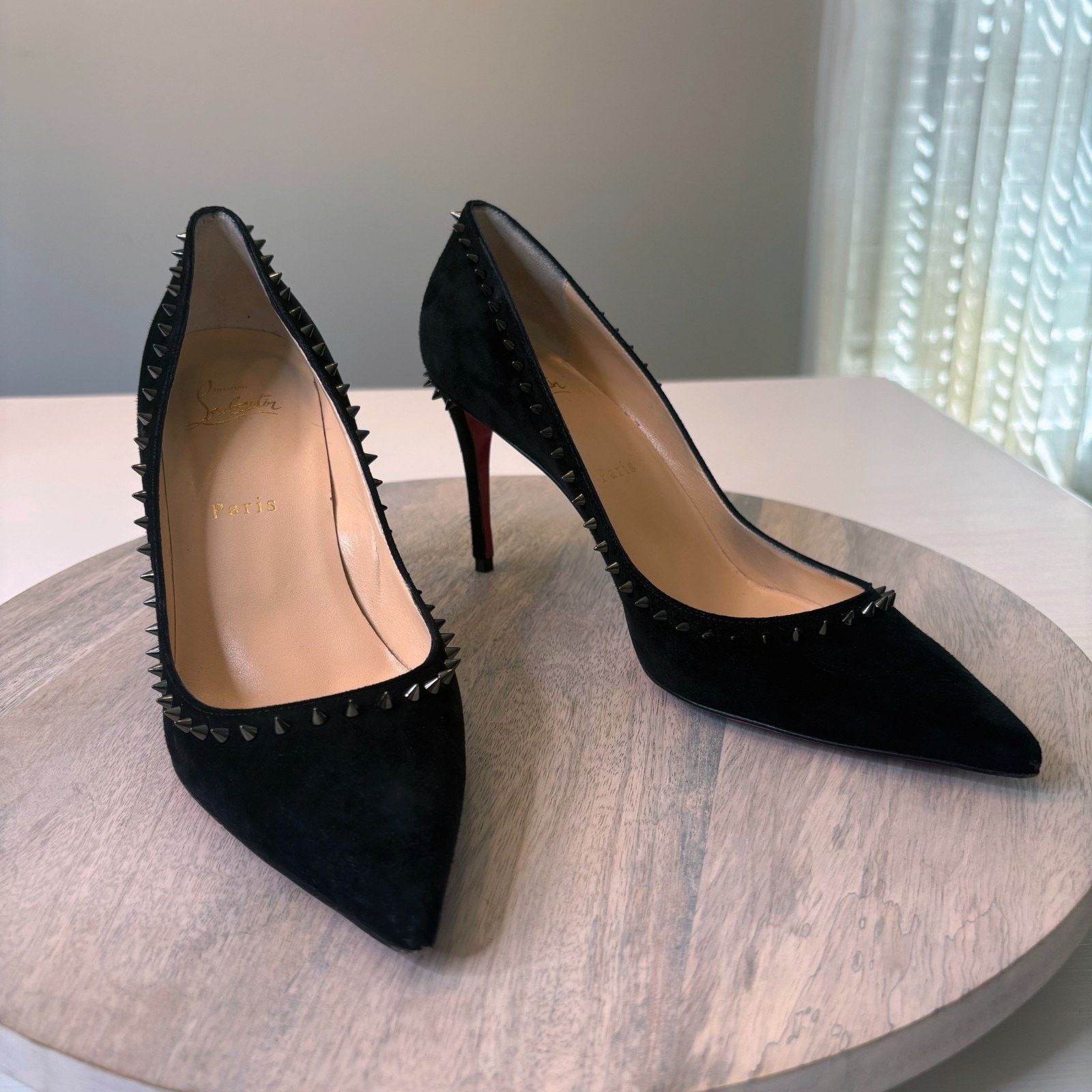 Christian Louboutin Christian Louboutin Follies Black Red Sole Heels Sz 8.5 Size US 8.5 / IT 38.5 - 4 Thumbnail