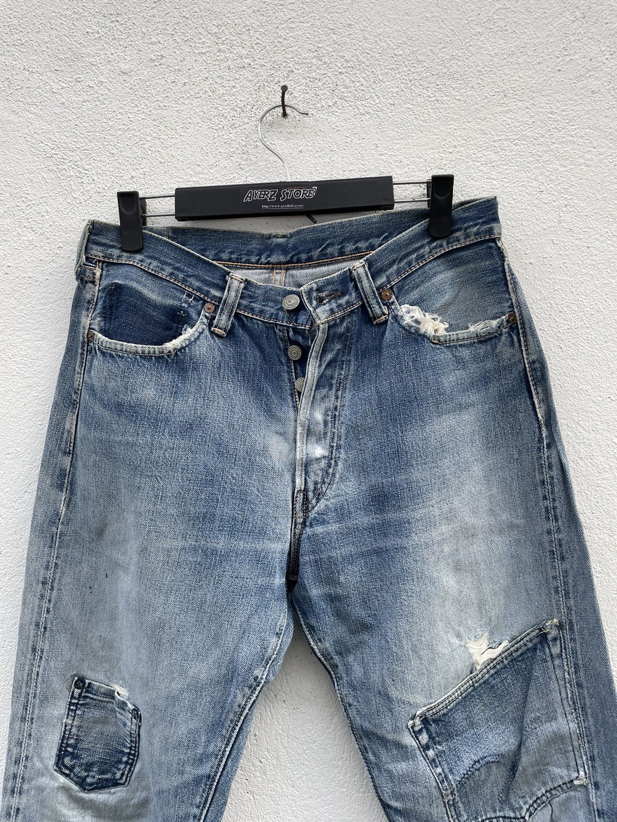 Full Count & Co. Vintage Full Count Distressed Selvedge Jeans Size US 30 / EU 46 - 2 Thumbnail